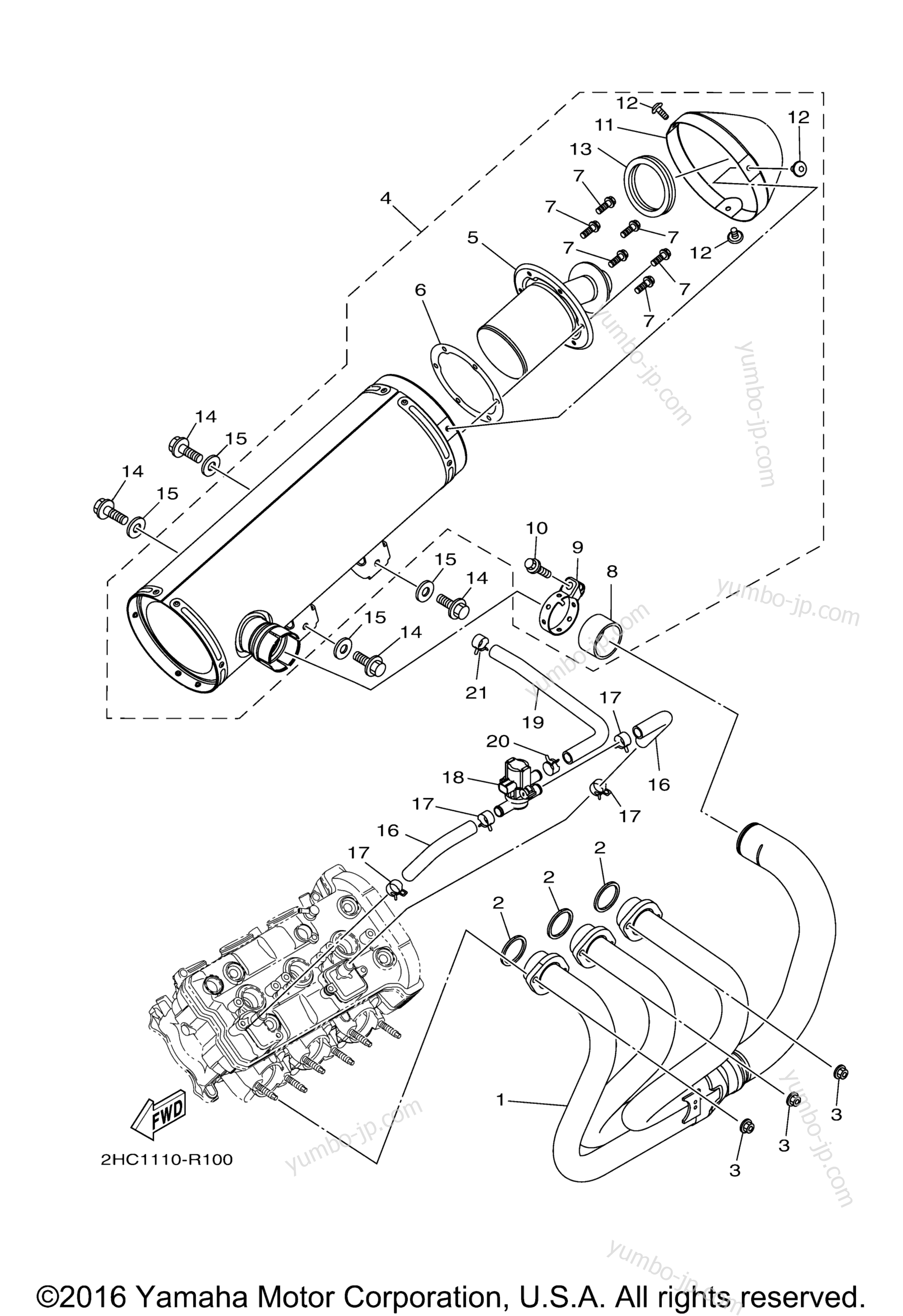 Exhaust for UTVs YAMAHA YXZ1000 EPS (YXZ10YPXGO) 2016 year