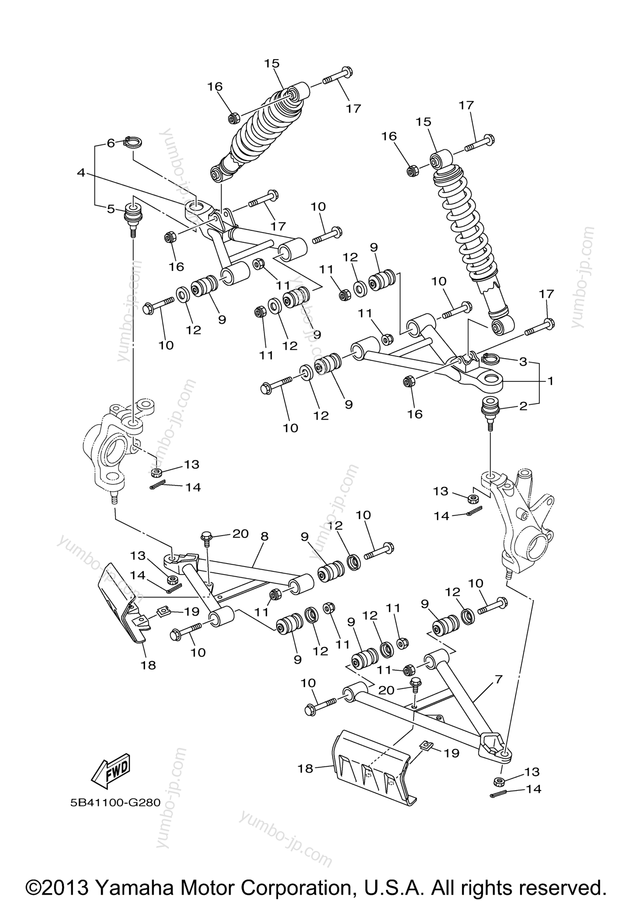 Front Suspension Wheel для мотовездеходов YAMAHA RHINO 700 HUNTER (YXR7FHA) 2011 г.