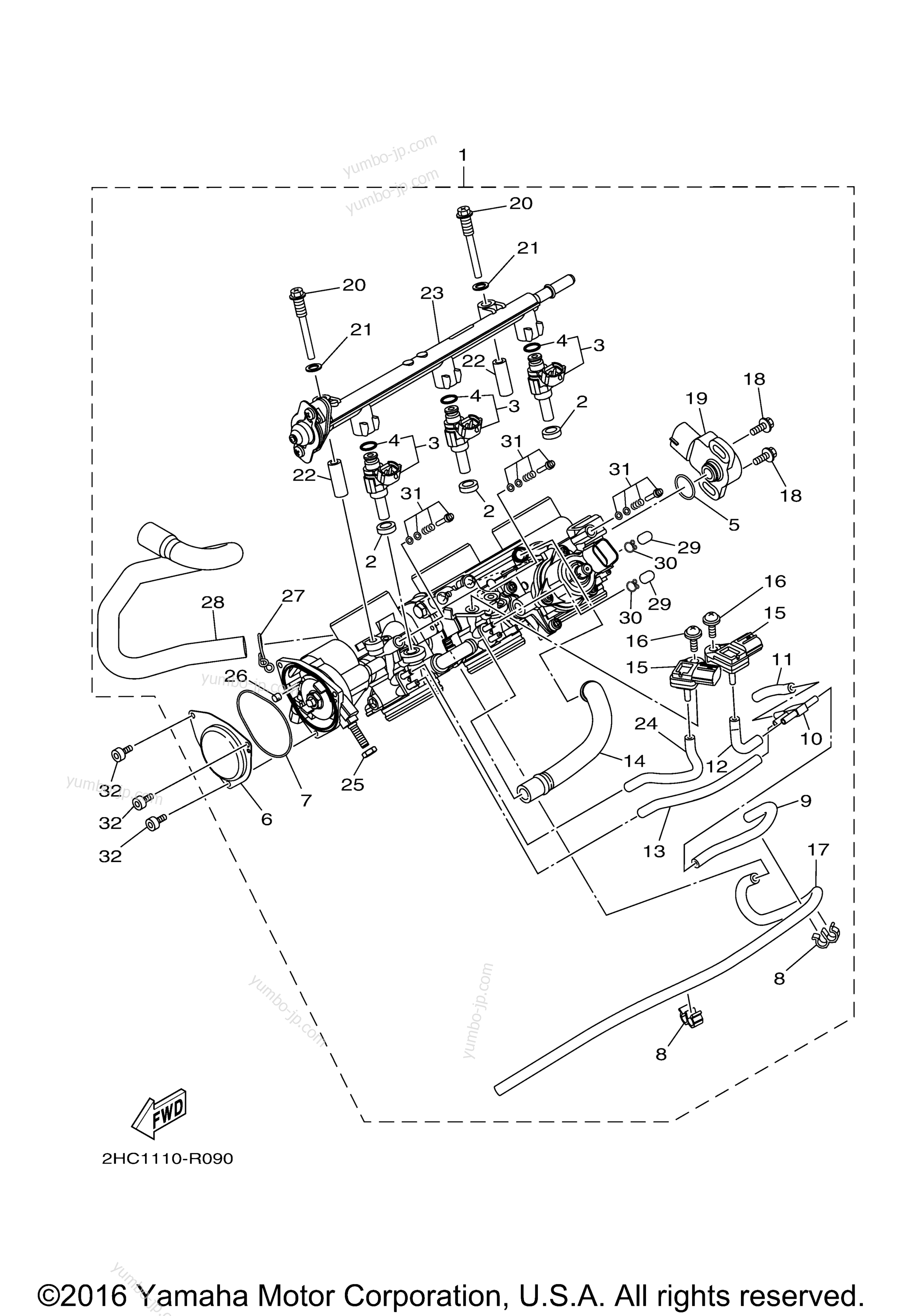 Throttle Body Assy 1 для мотовездеходов YAMAHA YXZ1000R EPS SS (YXZ10YEXHO) 2017 г.