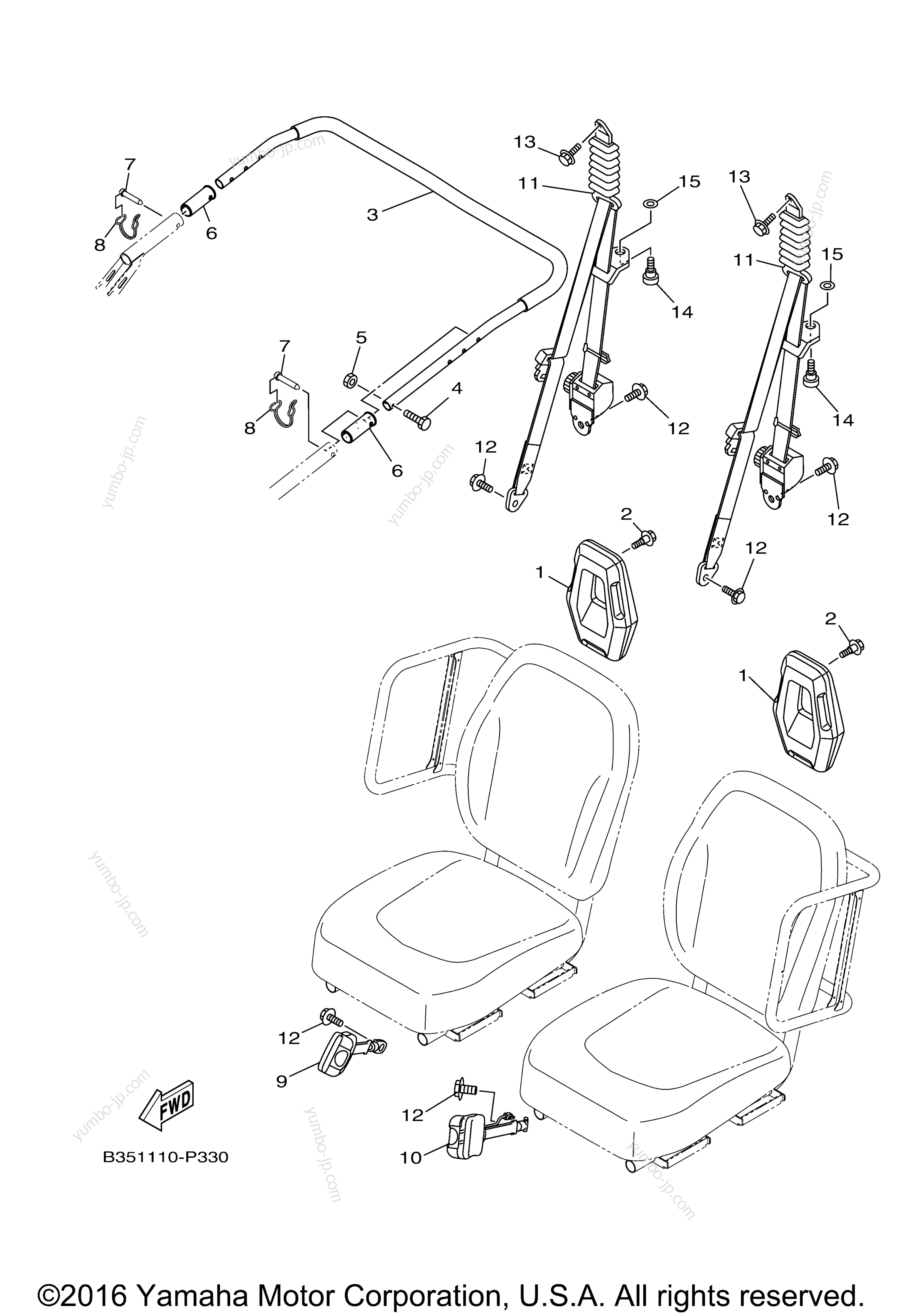 Seat 2 для мотовездеходов YAMAHA WOLVERINE EPS (YXE70WPBHL) 2017 г.