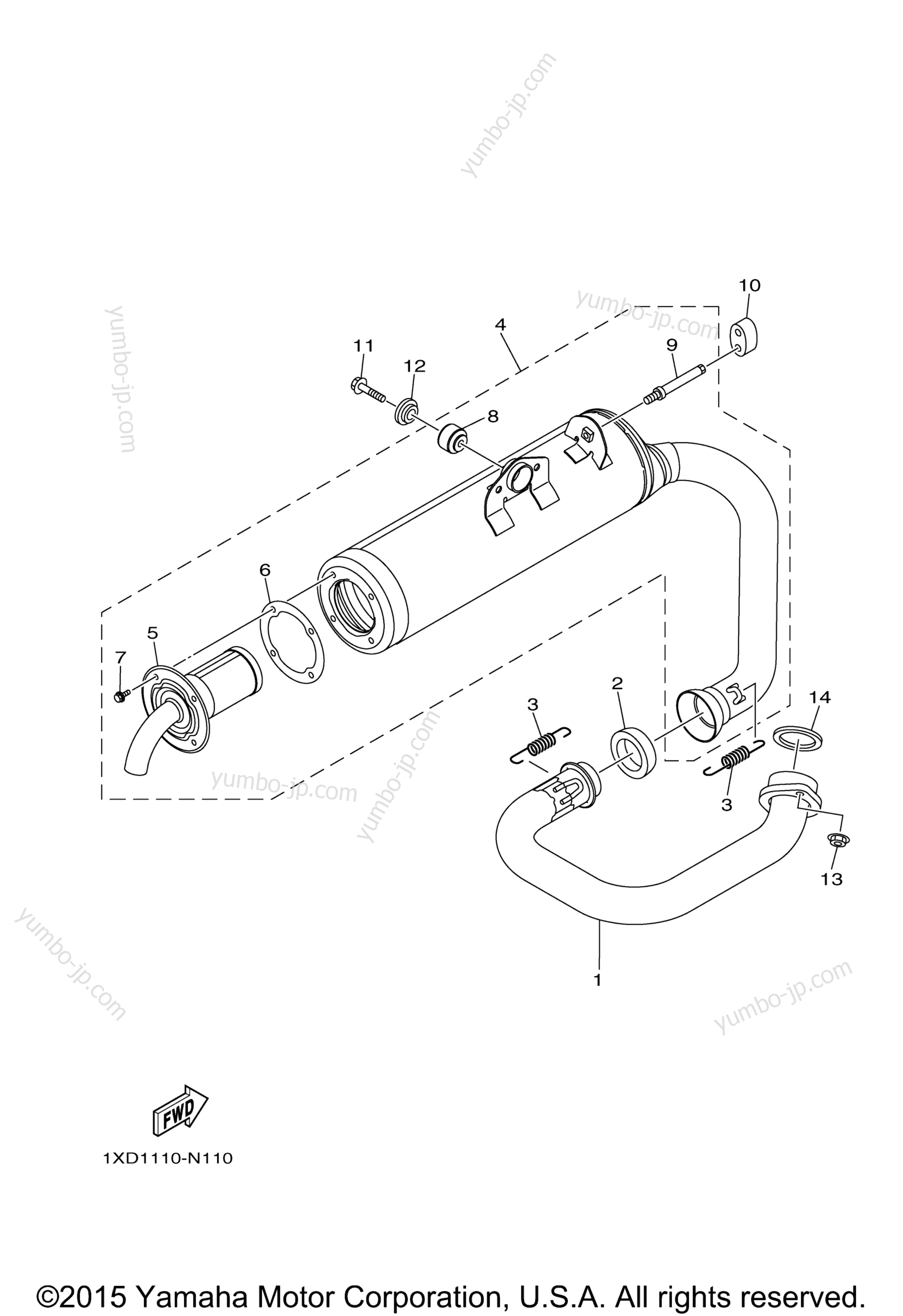 Exhaust for UTVs YAMAHA VIKING (YXM70VDXGR) 2016 year