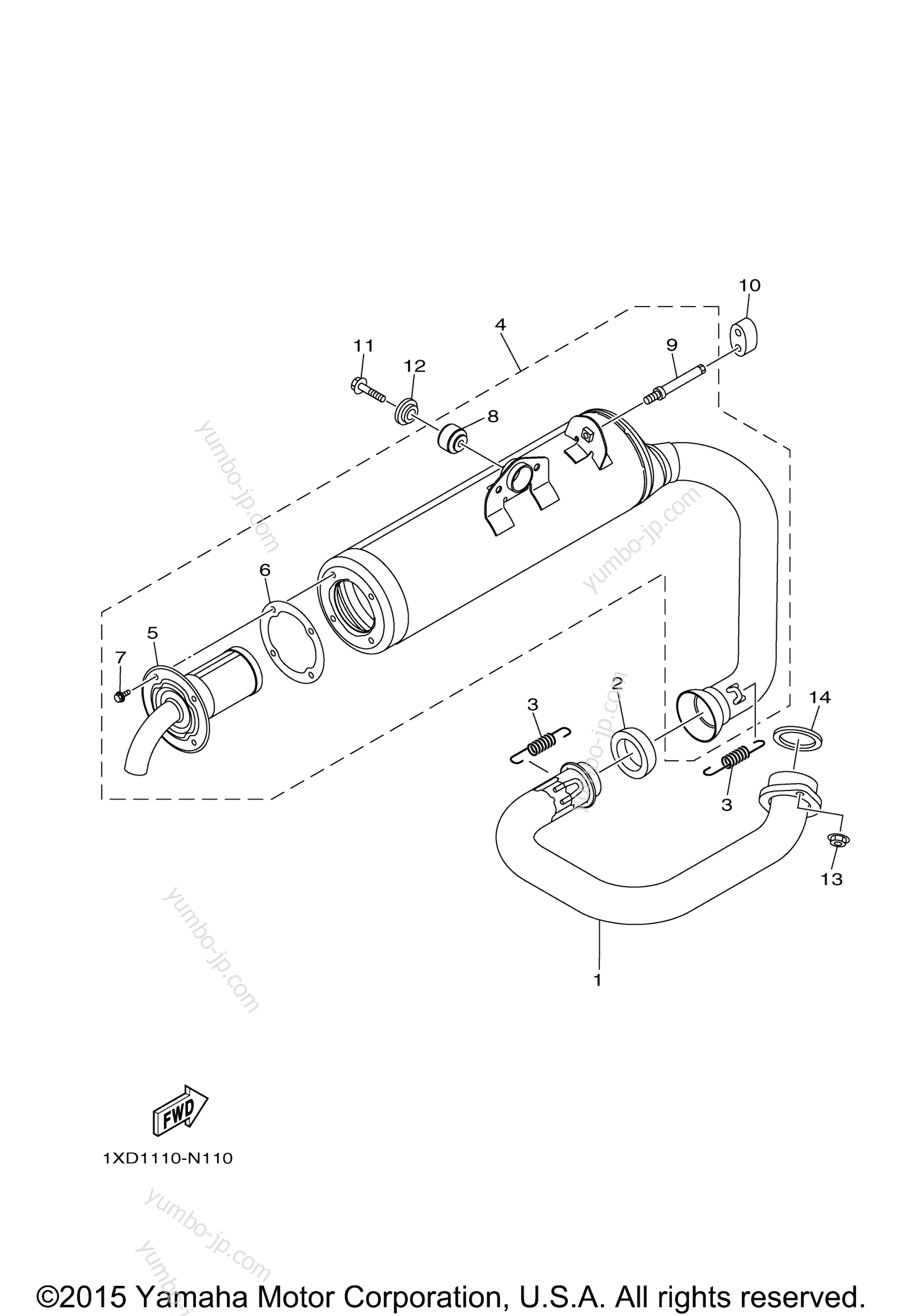 Exhaust for UTVs YAMAHA VIKING EPS HUNTER (YXM70VPHGH) 2016 year