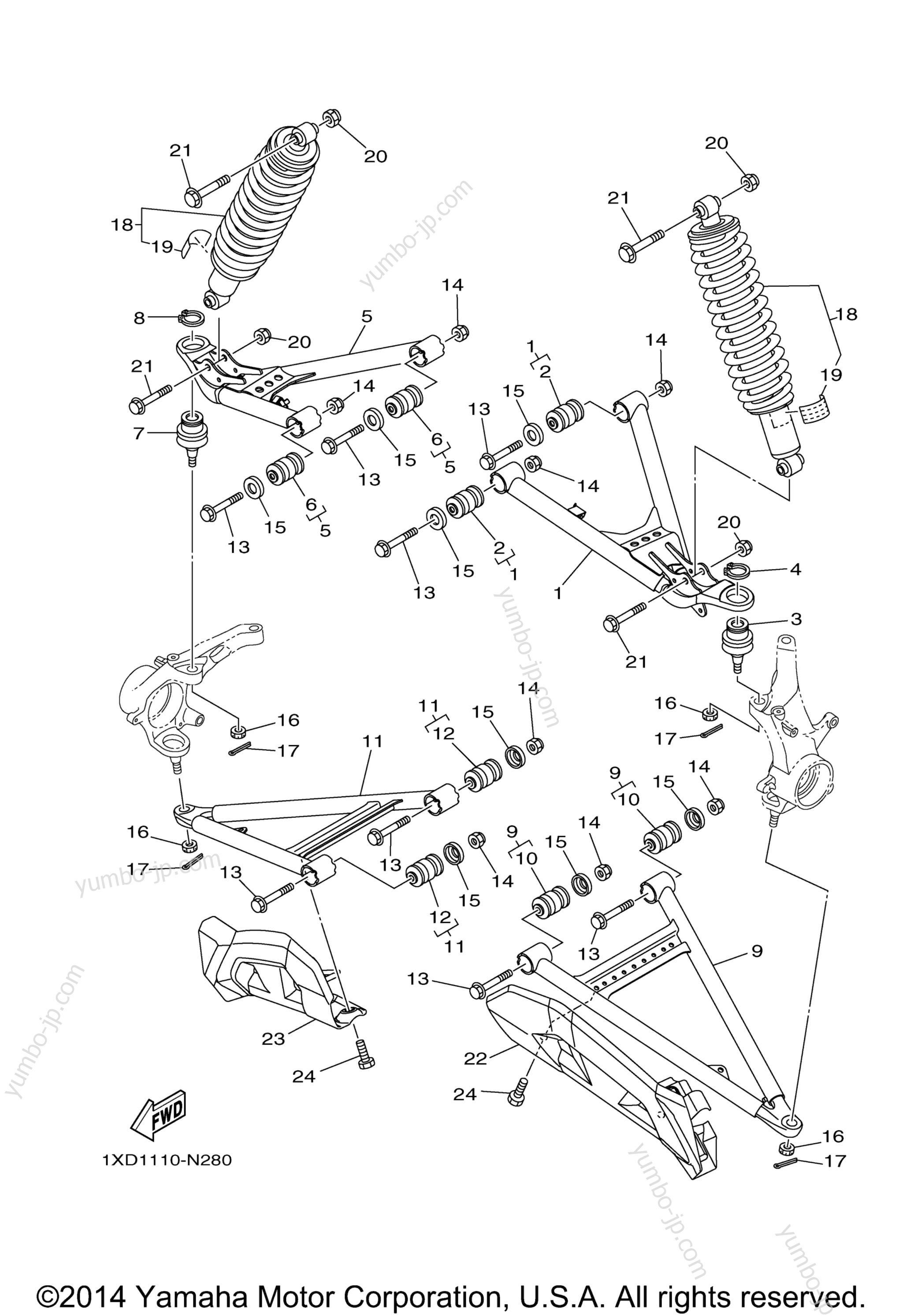 Front Suspension Wheel for UTVs YAMAHA VIKING 700 (YXM700DEL) 2014 year