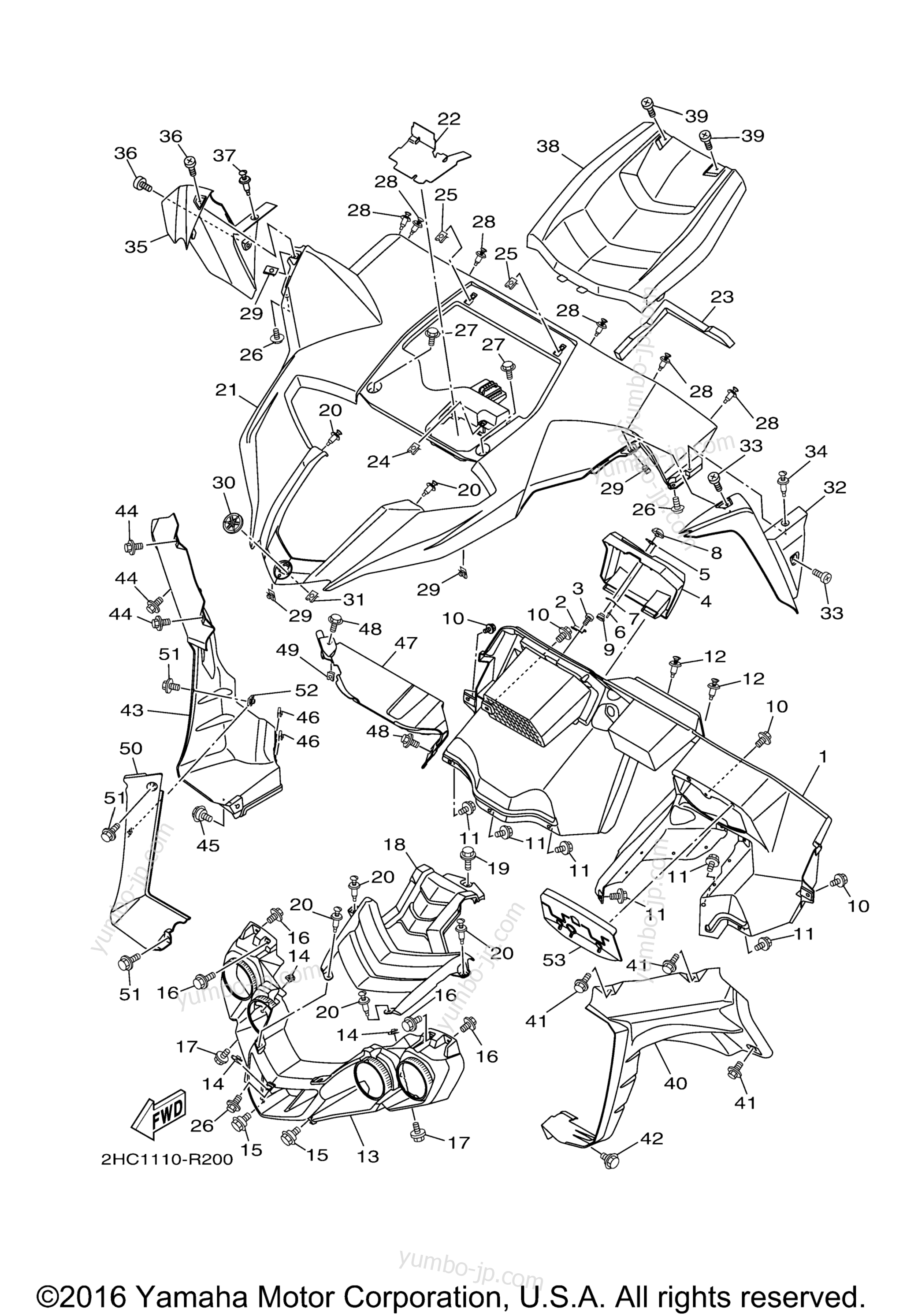 FRONT FENDER для мотовездеходов YAMAHA YXZ1000 EPS (YXZ10YPXGO) 2016 г.