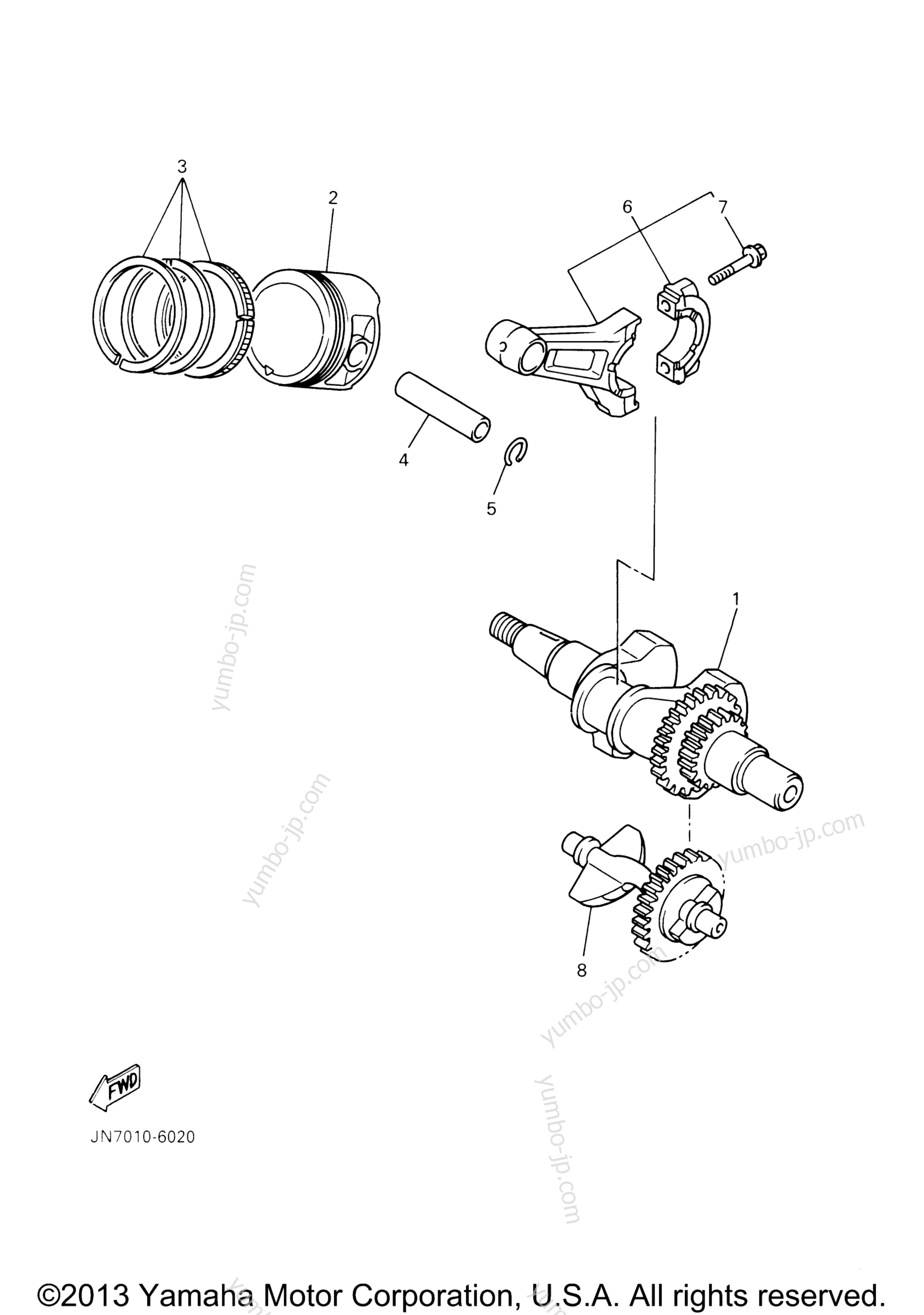 Коленвал и поршневая группа для мотовездеходов YAMAHA PRO HAULER 700 (YXP700AS) 2004 г.