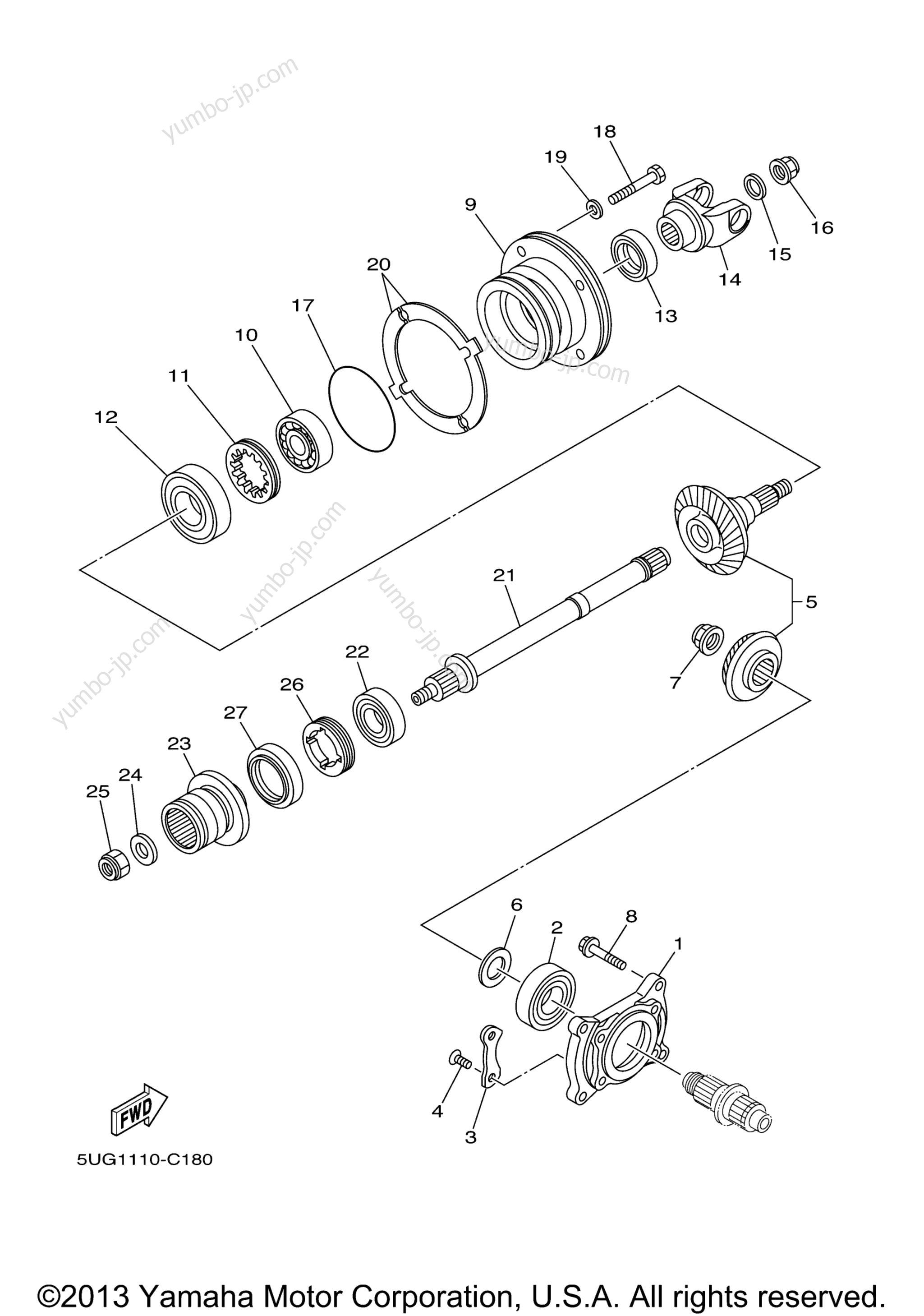 Middle Drive Gear for UTVs YAMAHA RHINO HUNTER (YXR660FAHT) 2005 year