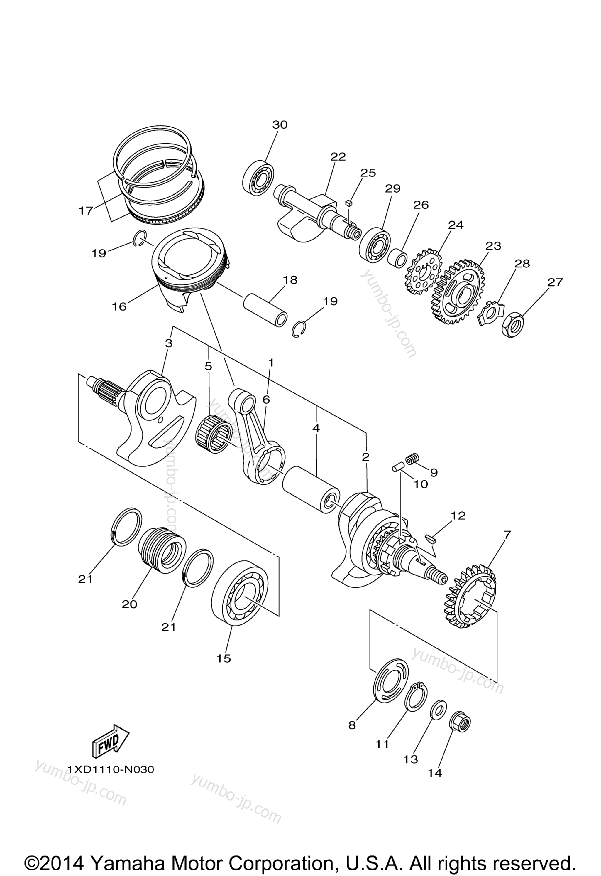 CRANKSHAFT PISTON for UTVs YAMAHA VIKING (YXM700DFL) 2015 year