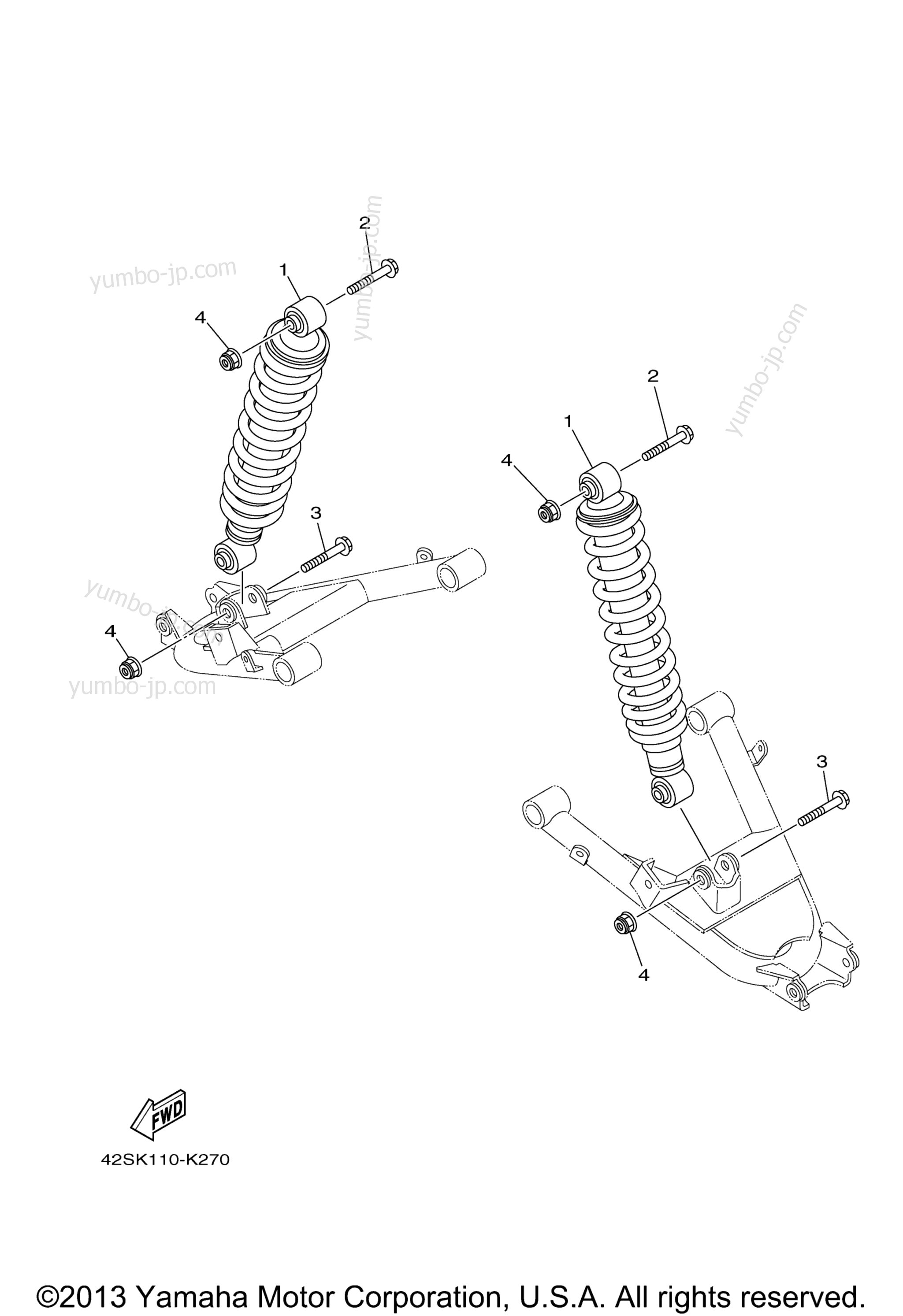 Rear Suspension for UTVs YAMAHA RHINO 700 HUNTER (YXR7FHA) 2011 year