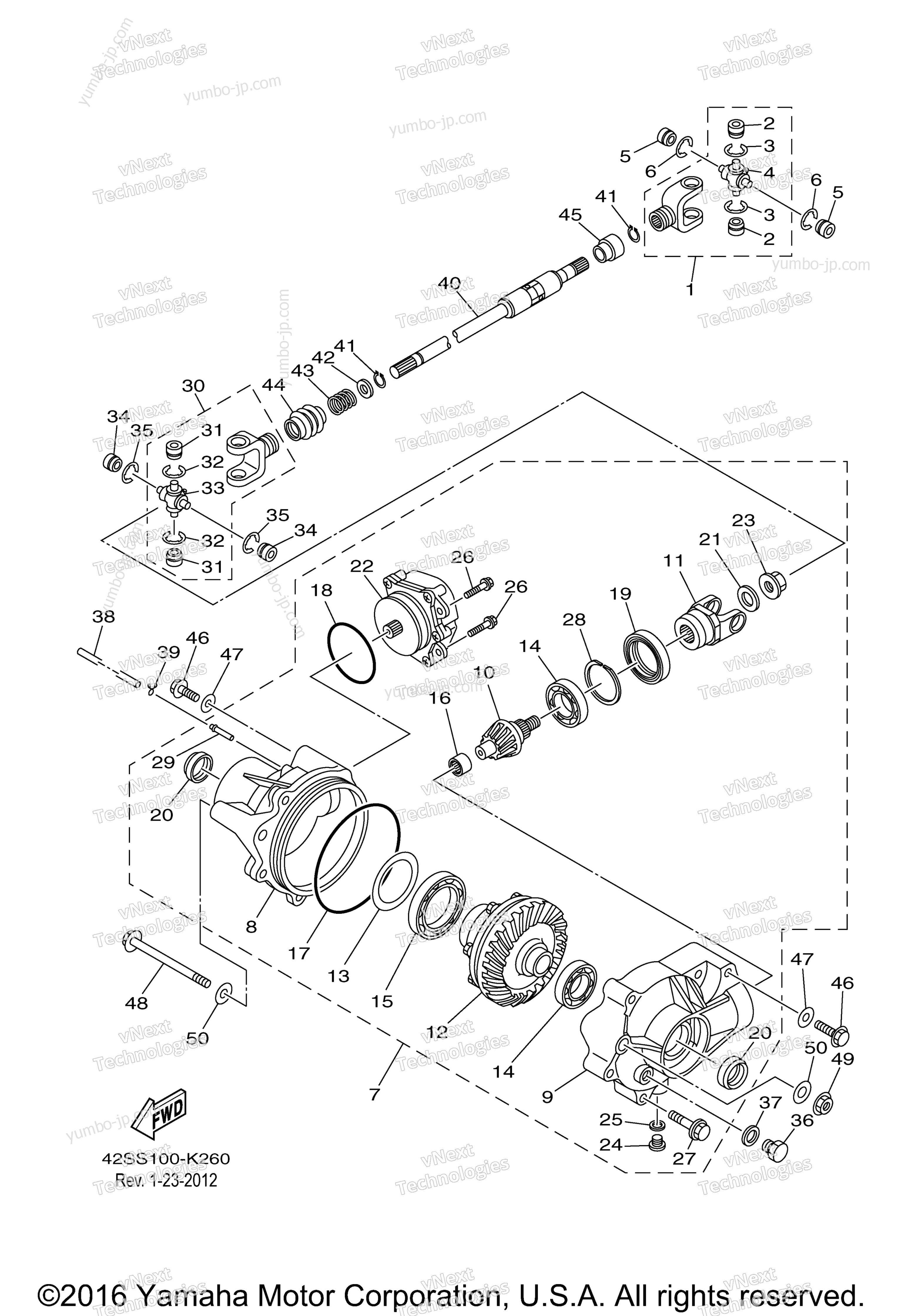 Front Differential for UTVs YAMAHA RHINO 700 HUNTER (YXR7FHA) 2011 year