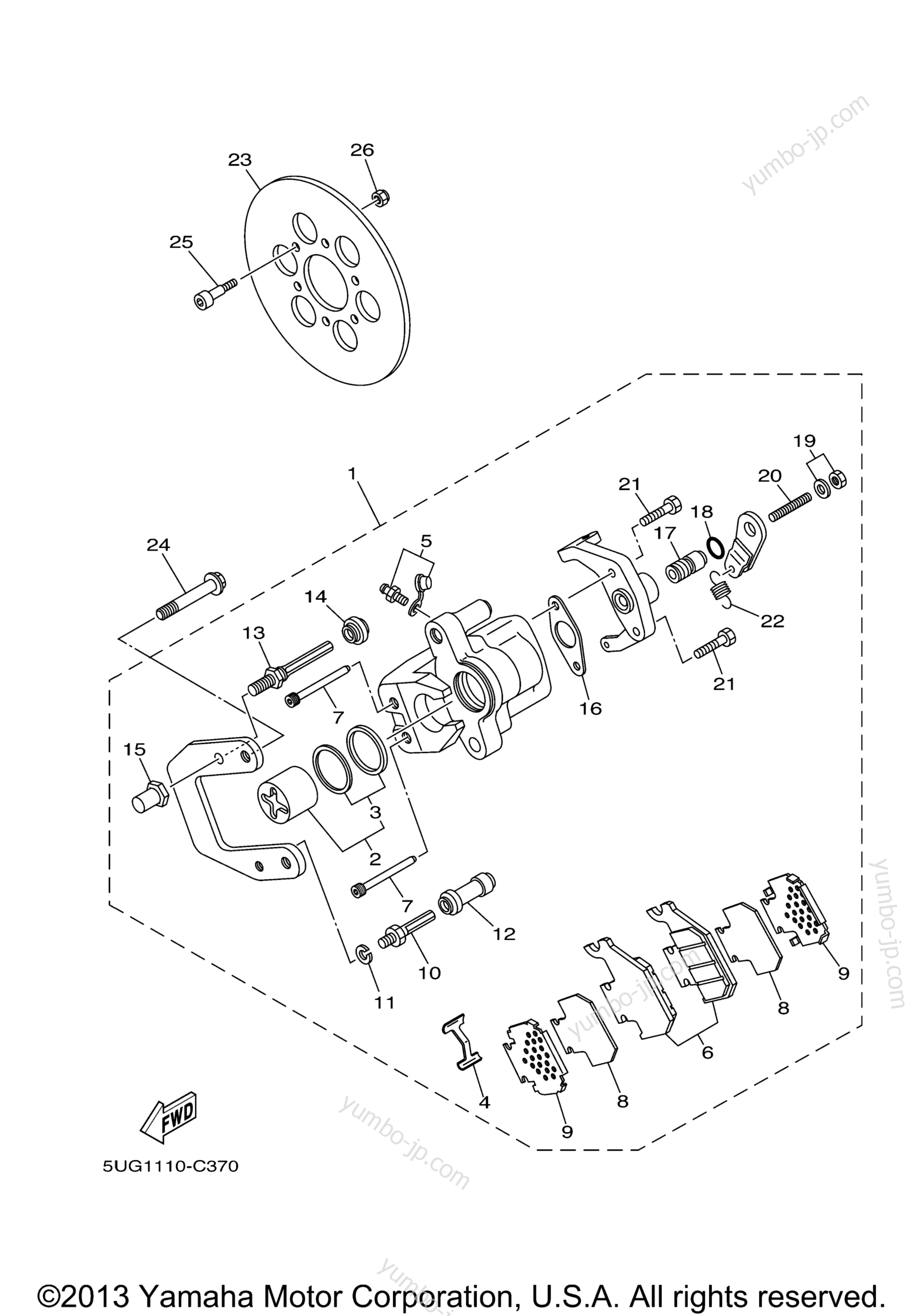 REAR BRAKE CALIPER for UTVs YAMAHA RHINO 660 (YXR660FAS) 2004 year