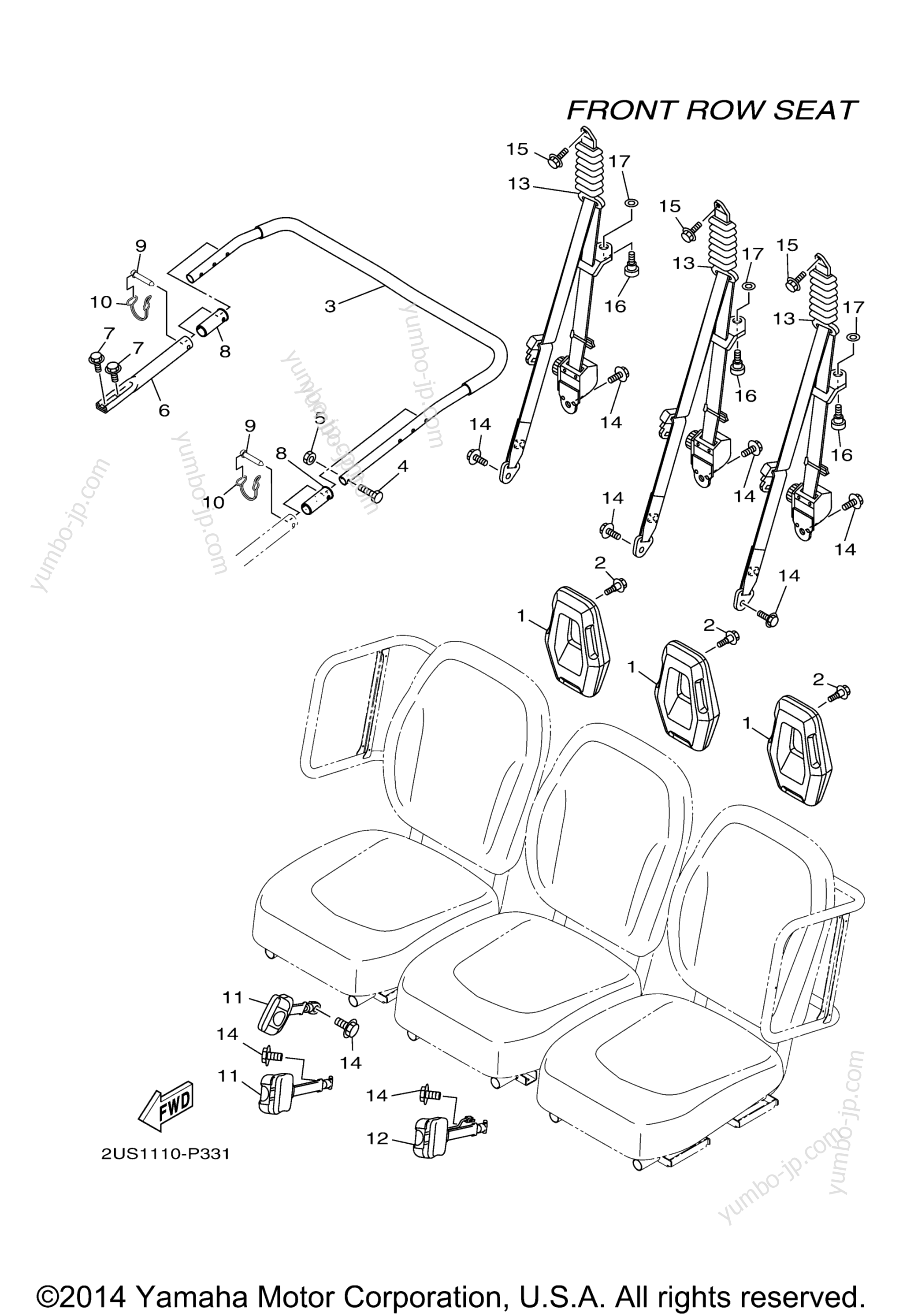 Seat 2 for UTVs YAMAHA VIKING VI (YXC700DFR) 2015 year