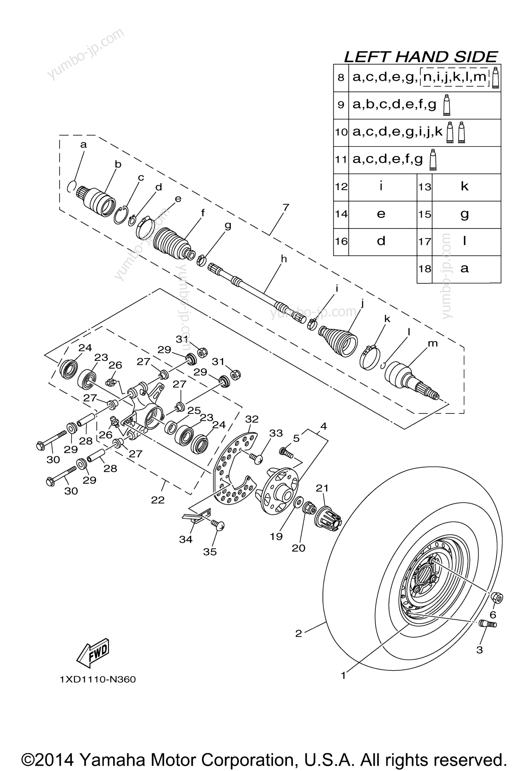 REAR WHEEL для мотовездеходов YAMAHA VIKING 700 (YXM700DEL) 2014 г.