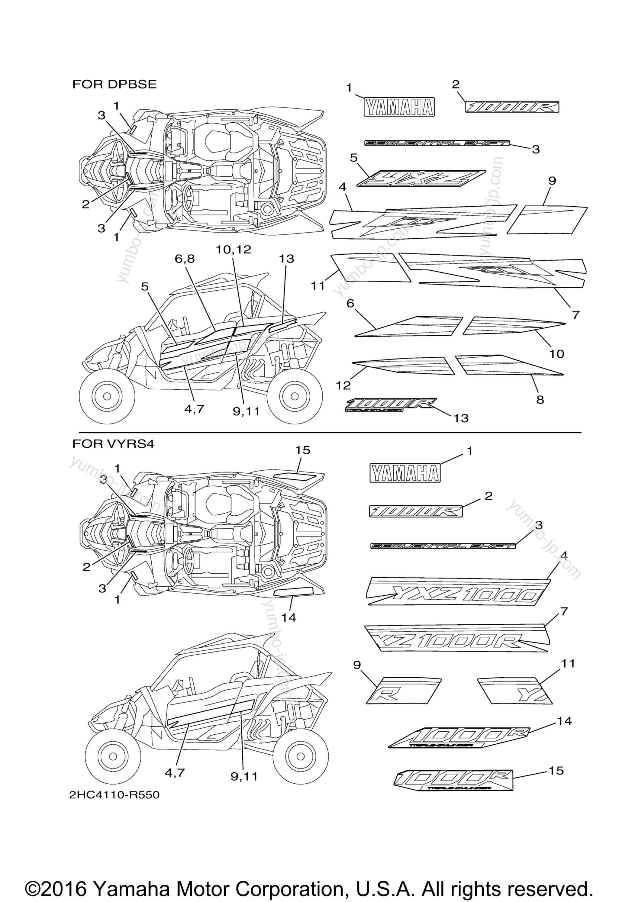 Graphics для мотовездеходов YAMAHA YXZ1000 EPS (YXZ10YPXGO) 2016 г.