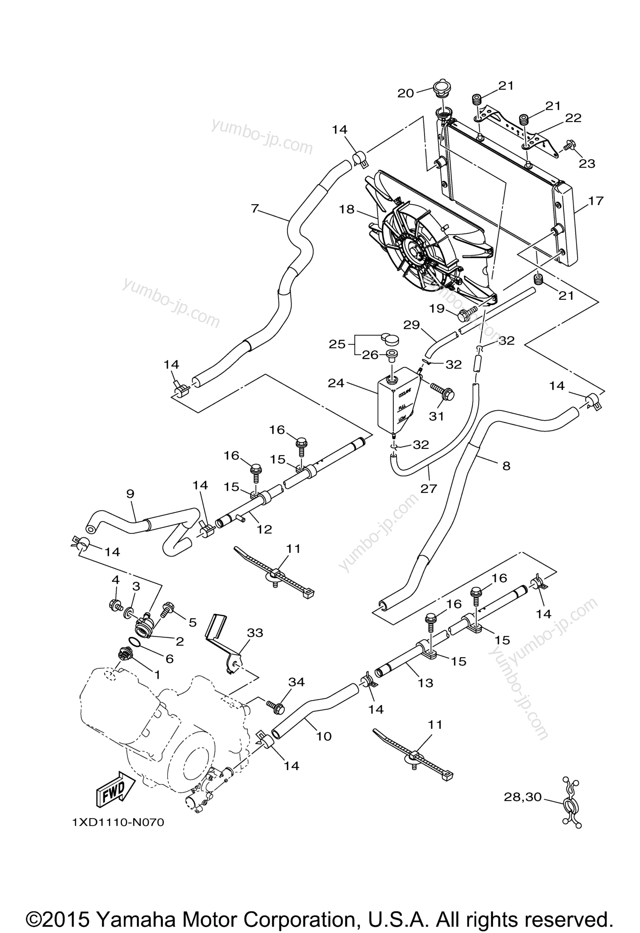 RADIATOR HOSE for UTVs YAMAHA VIKING (YXM70VDXGG) 2016 year