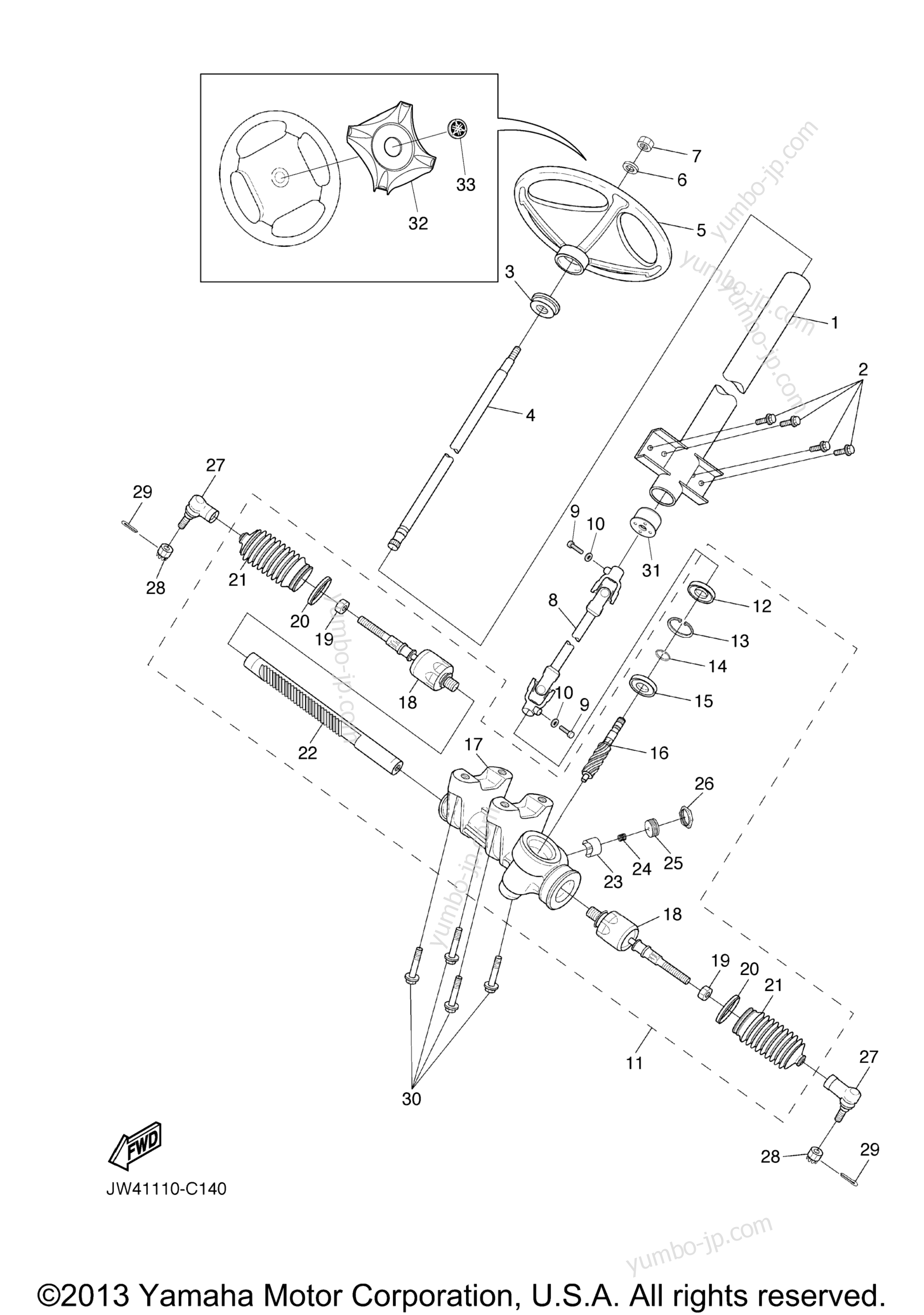 Steering для мотовездеходов YAMAHA PRO HAULER 700 (YXP700AS) 2004 г.