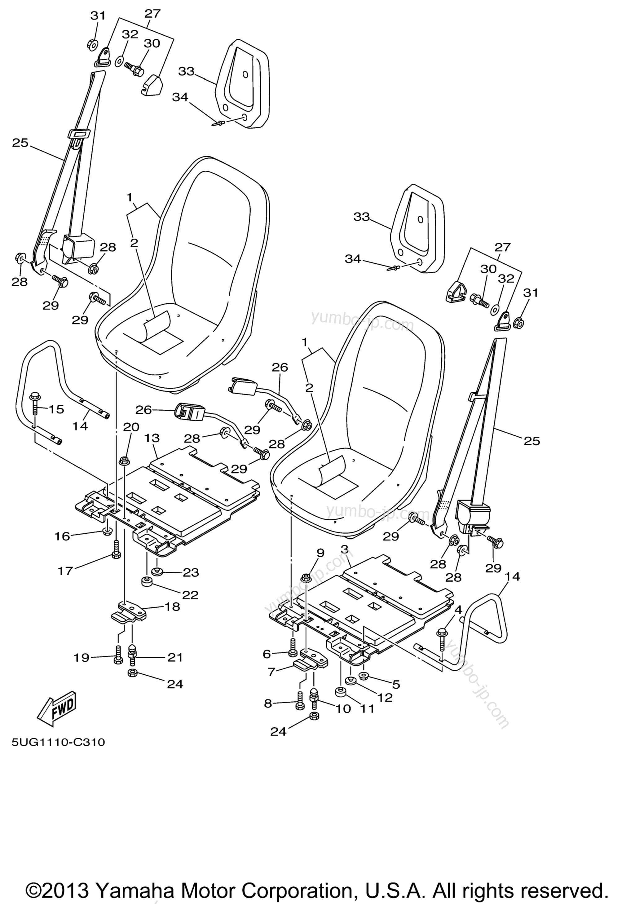 SEAT for UTVs YAMAHA RHINO 660 (YXR660FAS) 2004 year