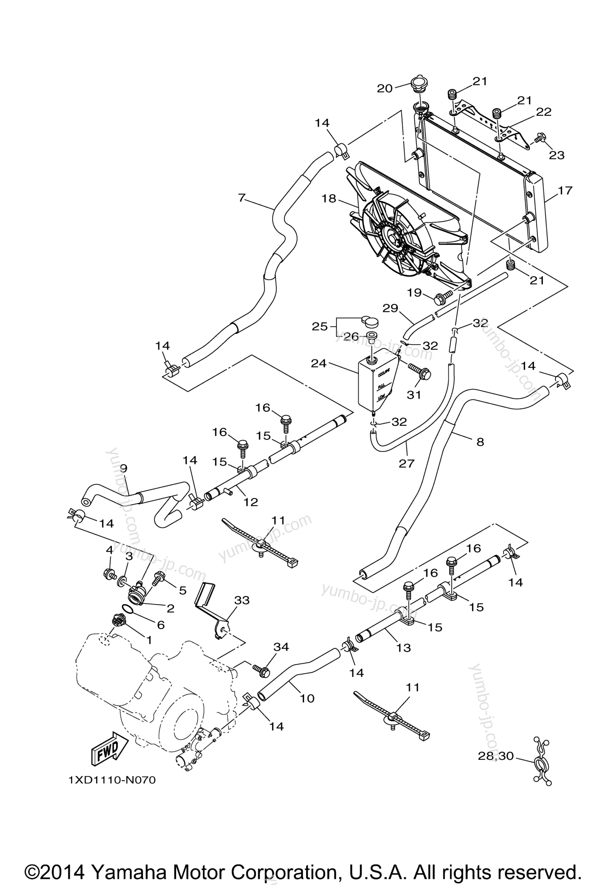 RADIATOR HOSE for UTVs YAMAHA VIKING EPS HUNTER (YXM700PHFH) 2015 year