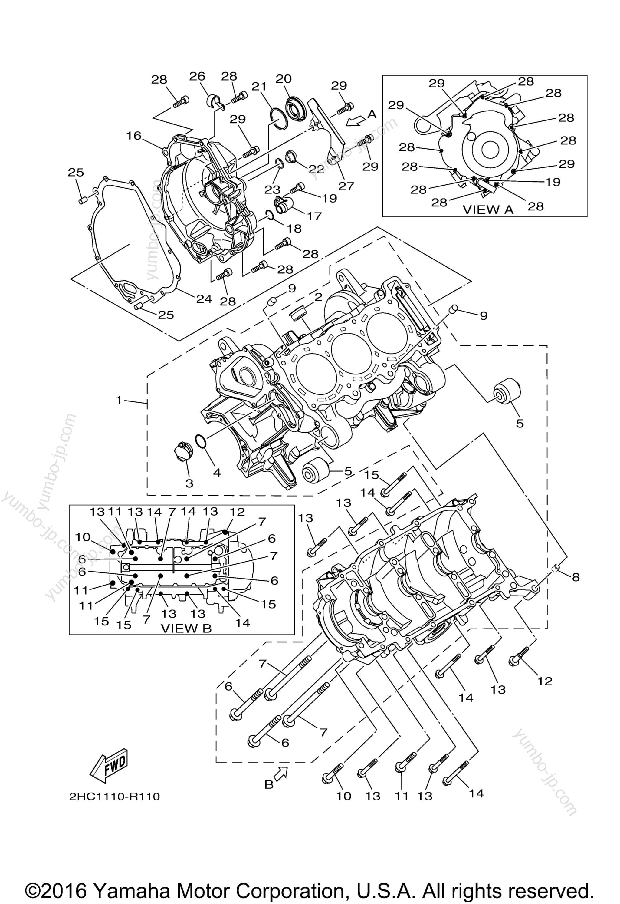 CRANKCASE for UTVs YAMAHA YXZ1000 EPS (YXZ10YPXGO) 2016 year