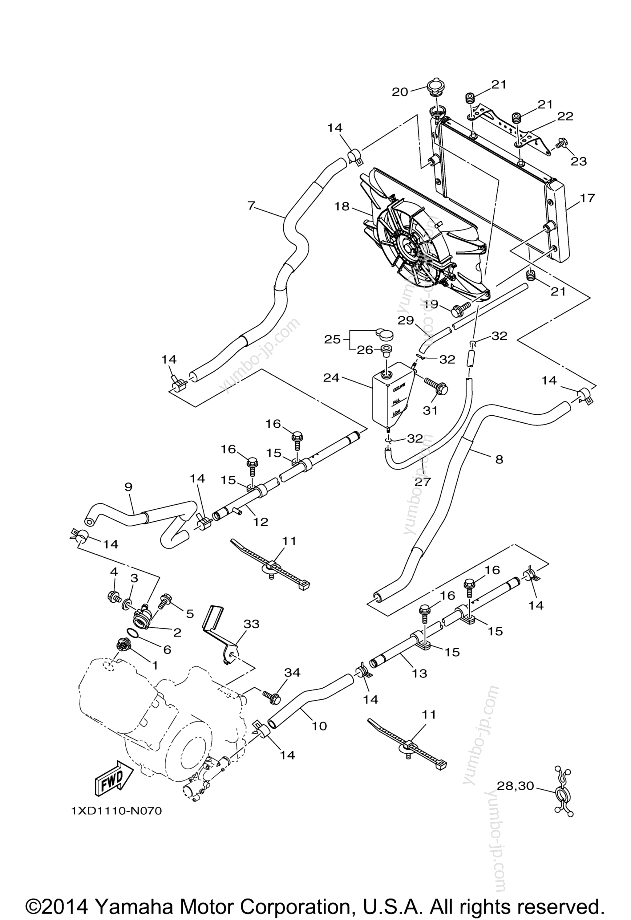 RADIATOR HOSE для мотовездеходов YAMAHA VIKING (YXM700DFL) 2015 г.