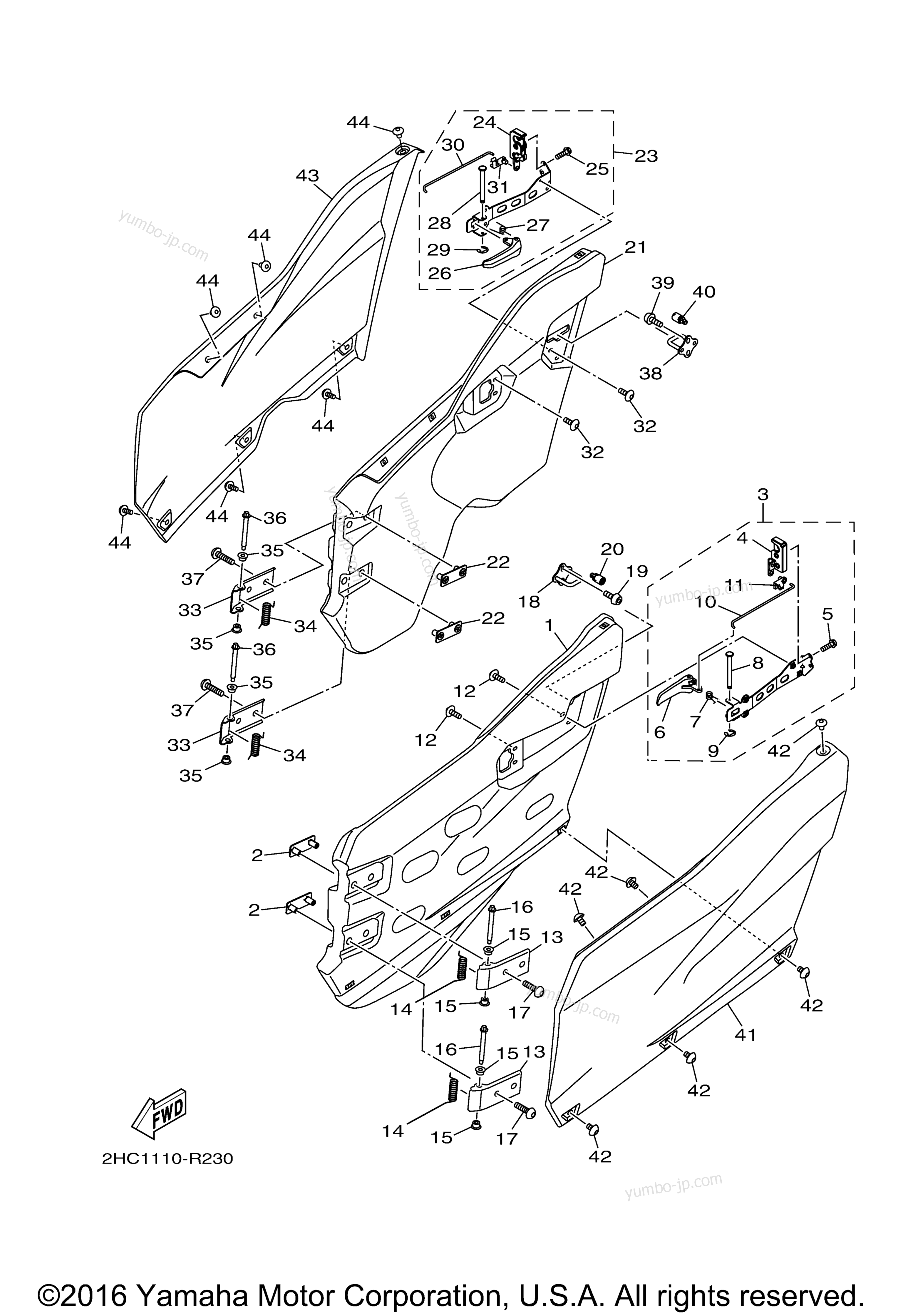 Side Cover 3 для мотовездеходов YAMAHA YXZ1000R EPS SS SE (YXZ10YESHB) 2017 г.