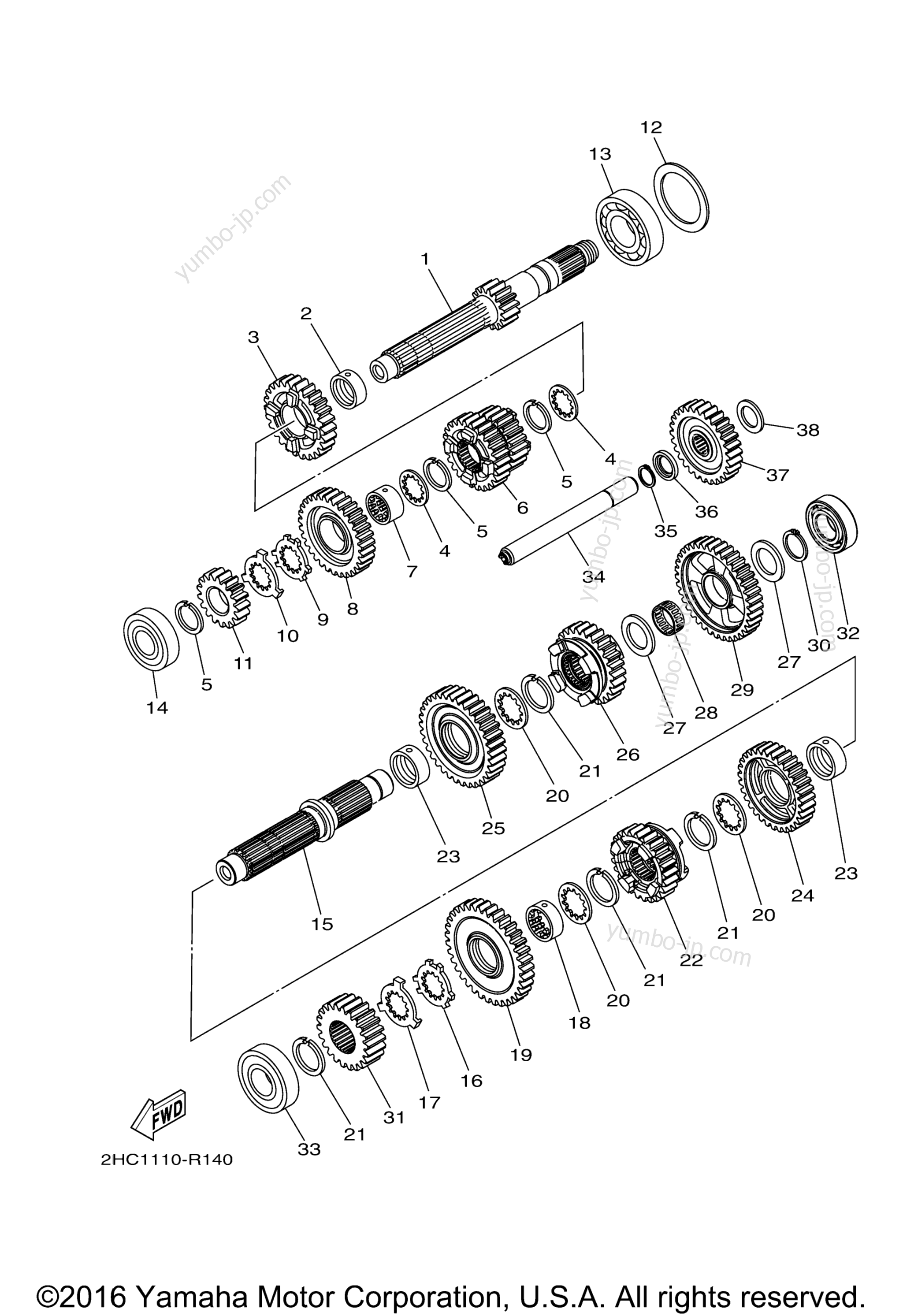 TRANSMISSION для мотовездеходов YAMAHA YXZ1000 EPS (YXZ10YPXGL) 2016 г.