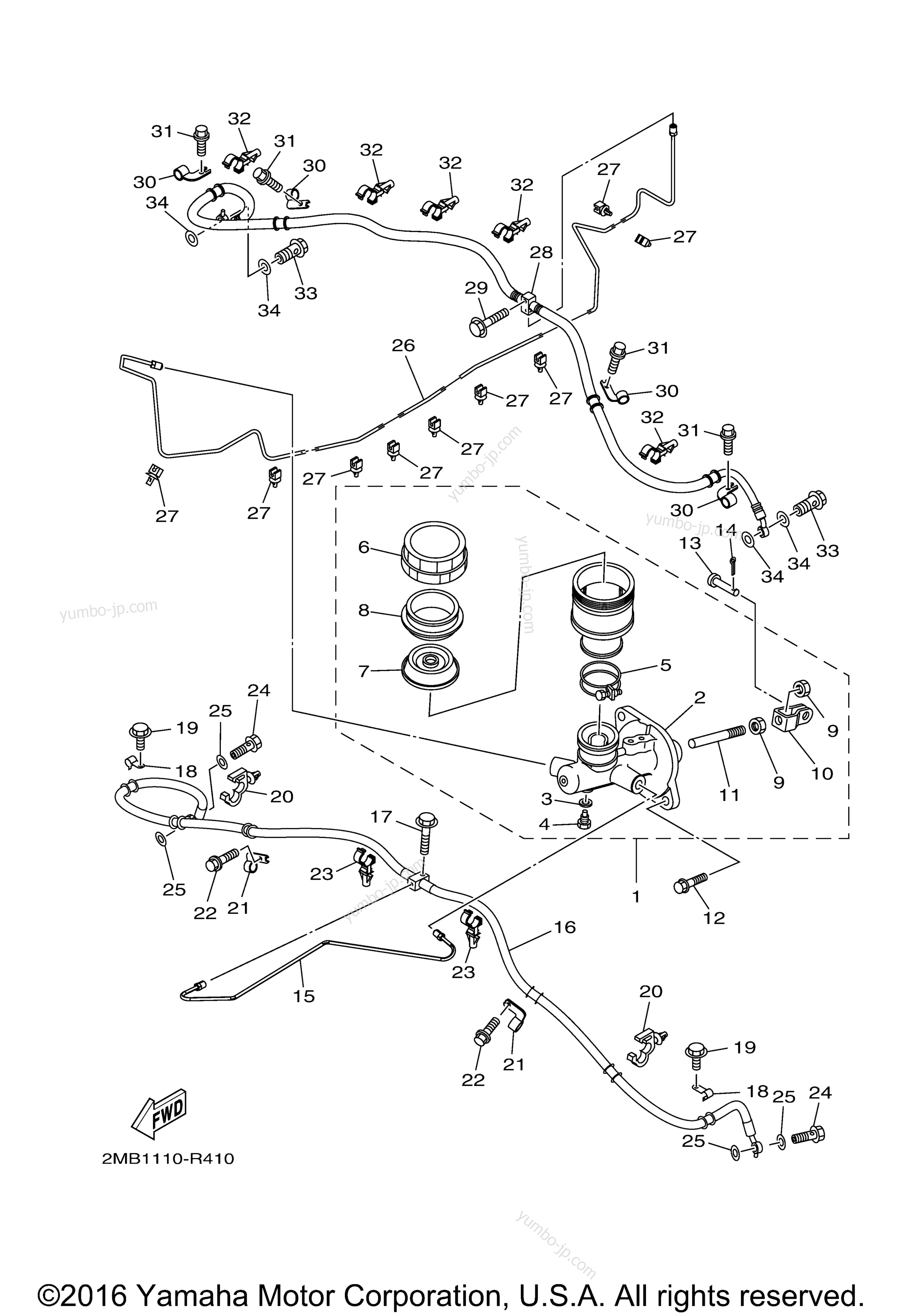 Master Cylinder для мотовездеходов YAMAHA WOLVERINE EPS (YXE70WPBHG) 2017 г.