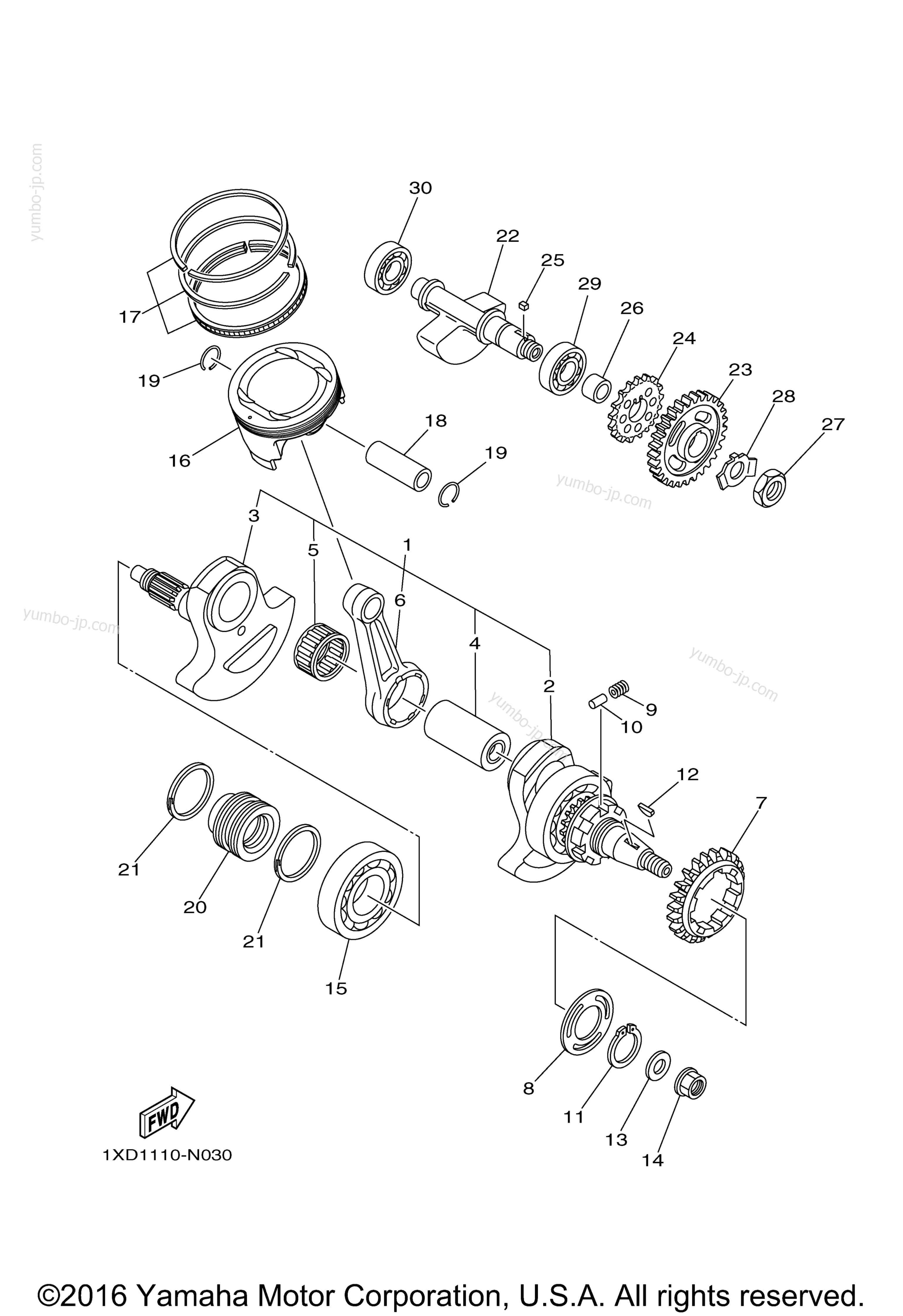 CRANKSHAFT PISTON for UTVs YAMAHA VIKING (YXM70VDHHH) 2017 year