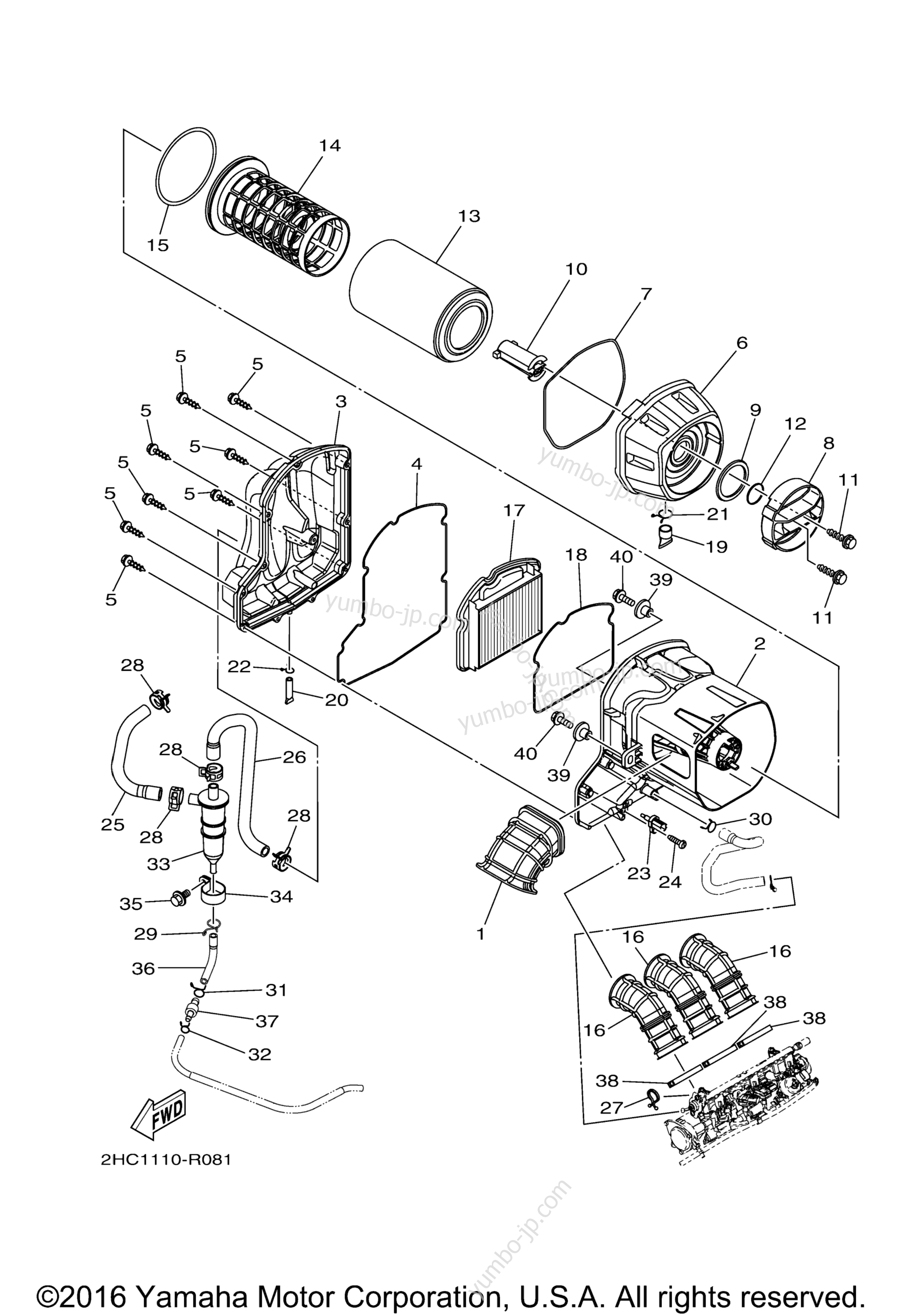 Intake для мотовездеходов YAMAHA YXZ1000 EPS (YXZ10YPXGL) 2016 г.