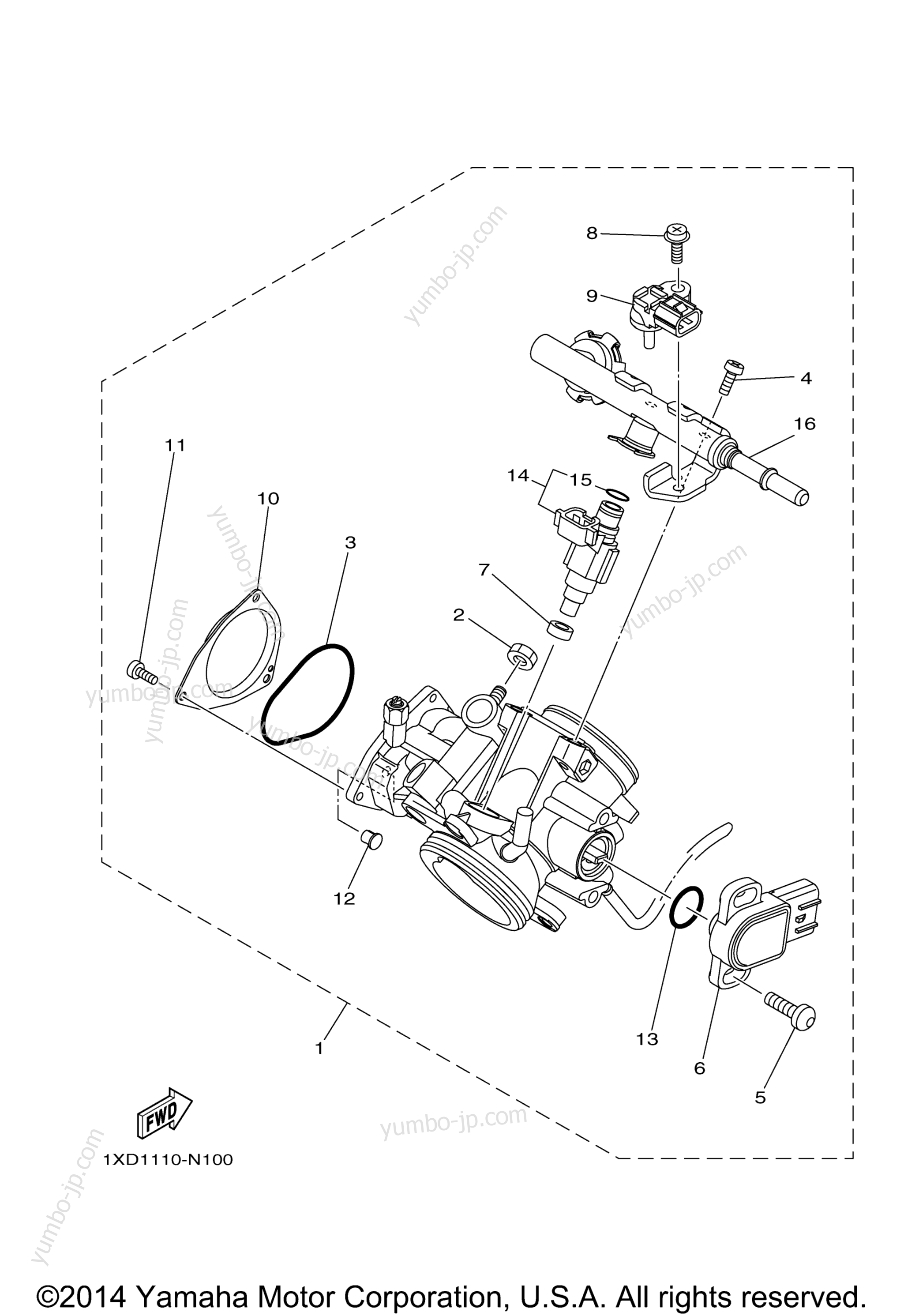 Throttle Body Assy 1 для мотовездеходов YAMAHA VIKING EPS (YXM700PFL) 2015 г.