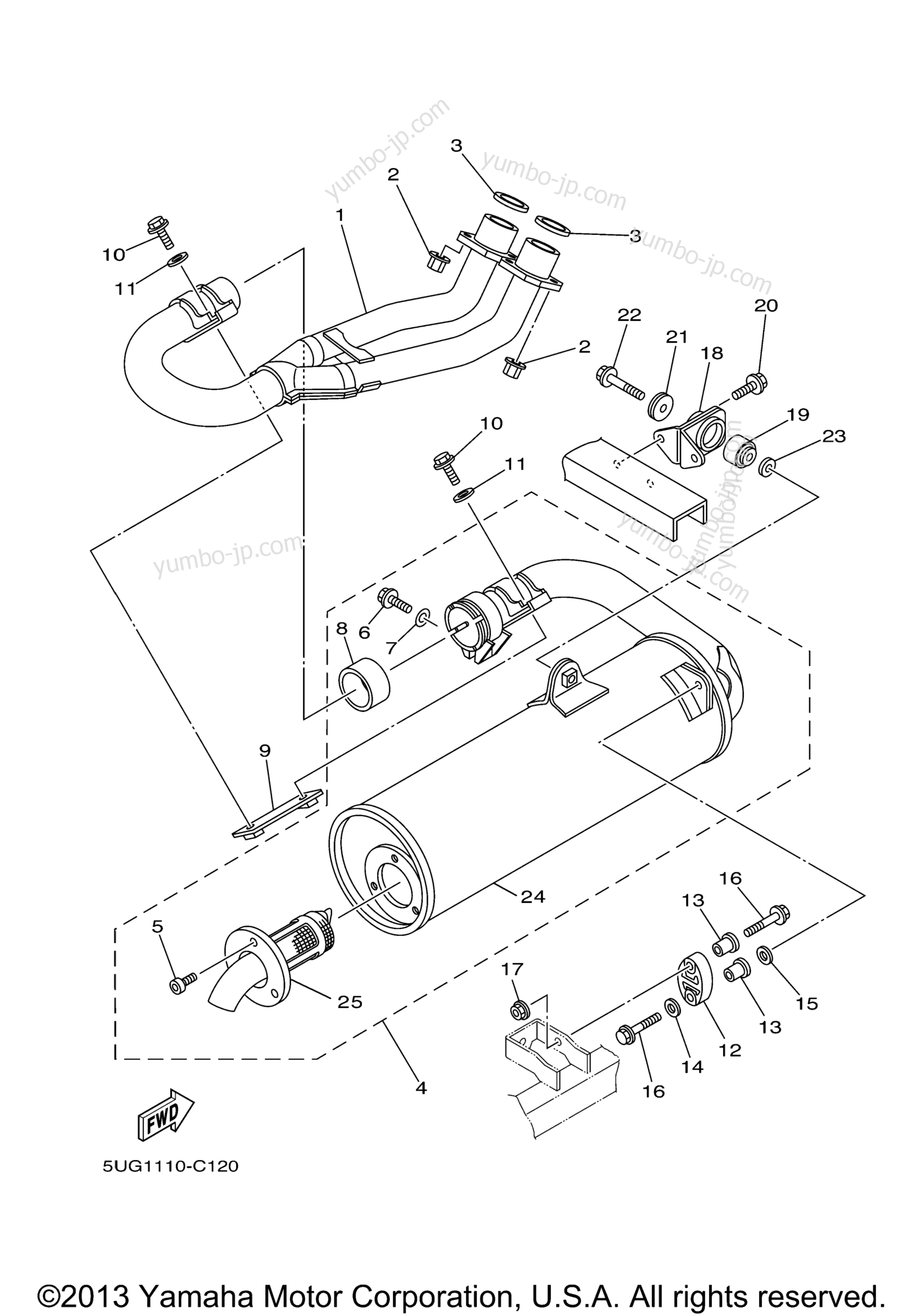 Exhaust for UTVs YAMAHA RHINO HUNTER (YXR660FAHT) 2005 year