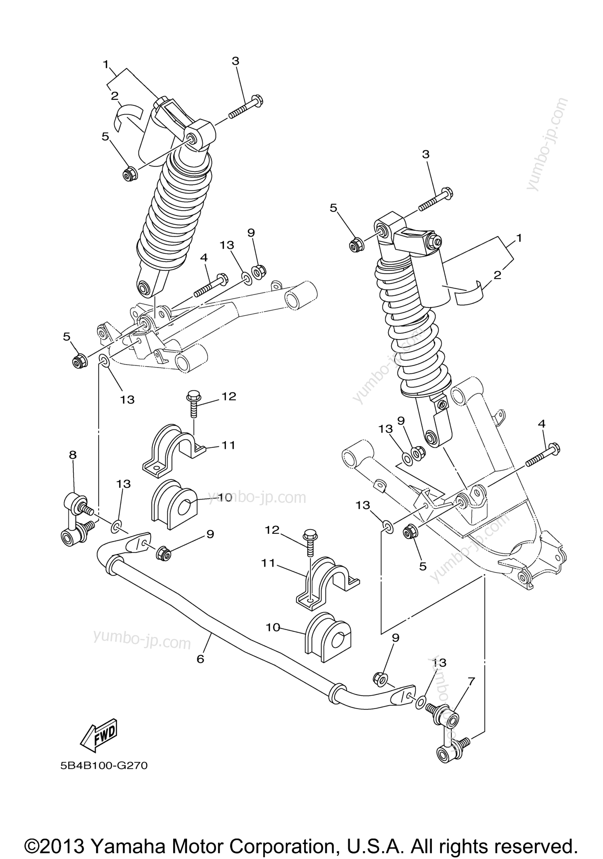 Rear Suspension for UTVs YAMAHA RHINO 700 FI SPORT EDITION (YXR70FSPX) 2008 year