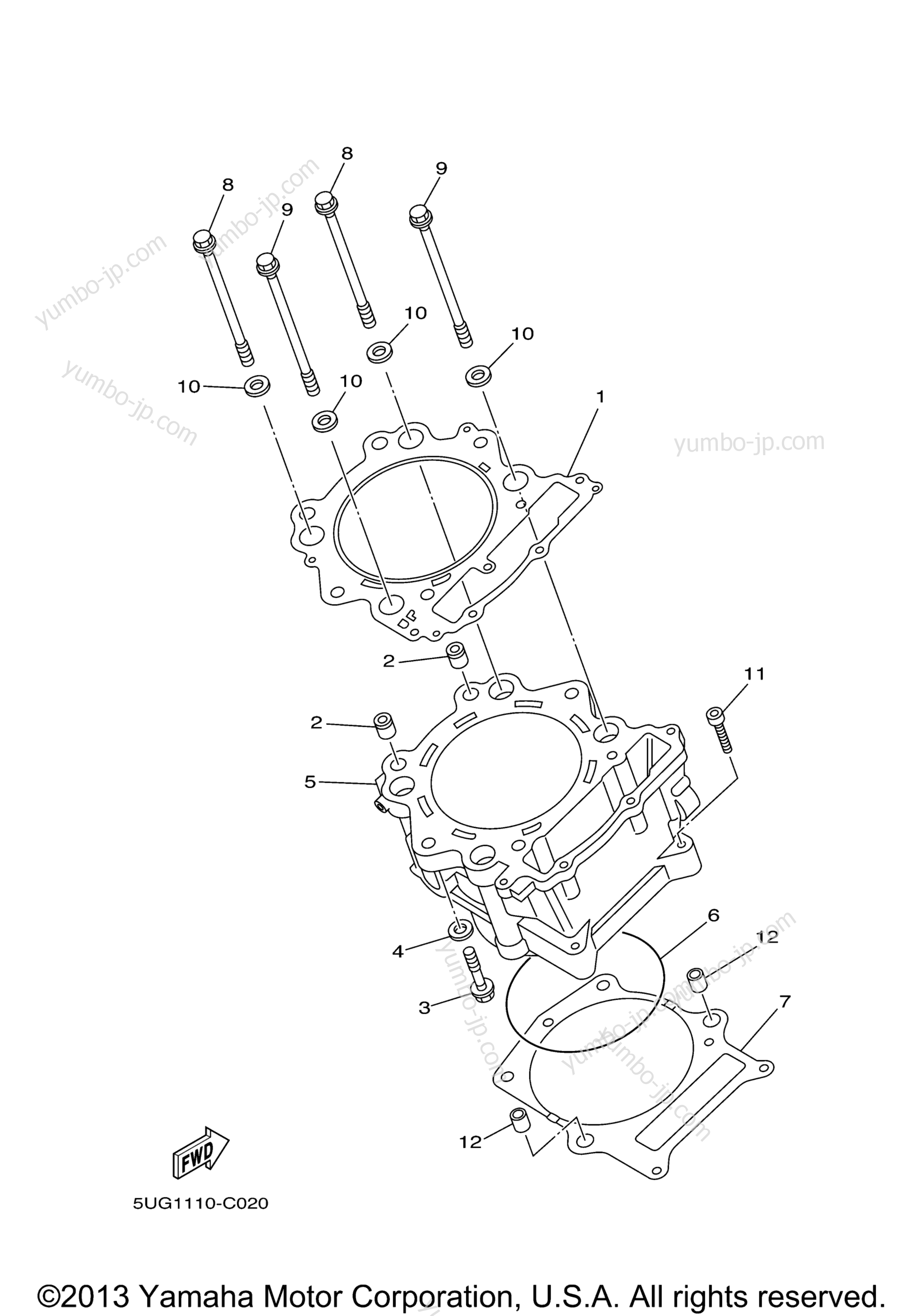 CYLINDER for UTVs YAMAHA RHINO HARDWOODS CAMO (YXR660FAHS) 2004 year