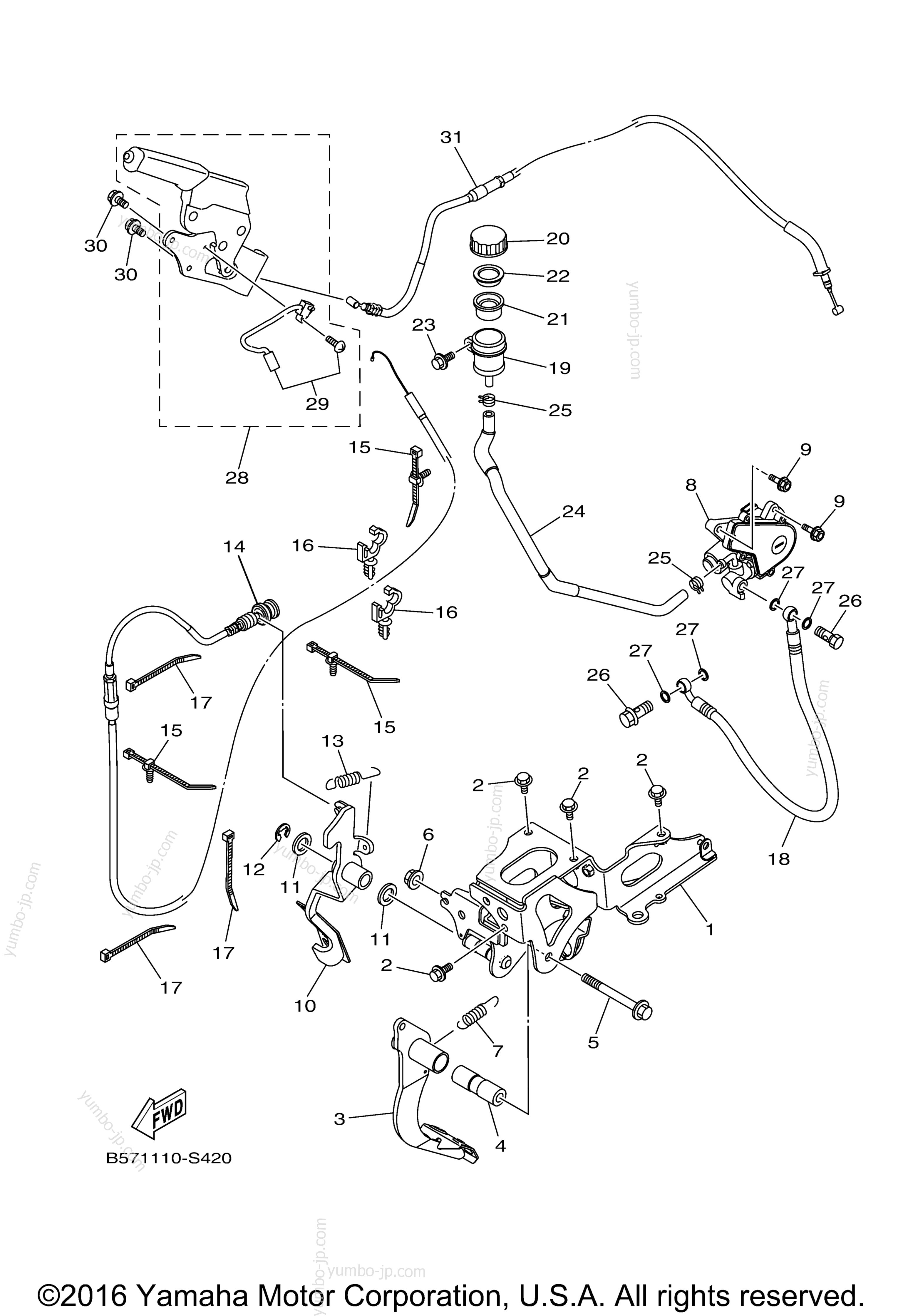 Pedal Wire для мотовездеходов YAMAHA YXZ1000R EPS SS SE (YXZ10YESHB) 2017 г.