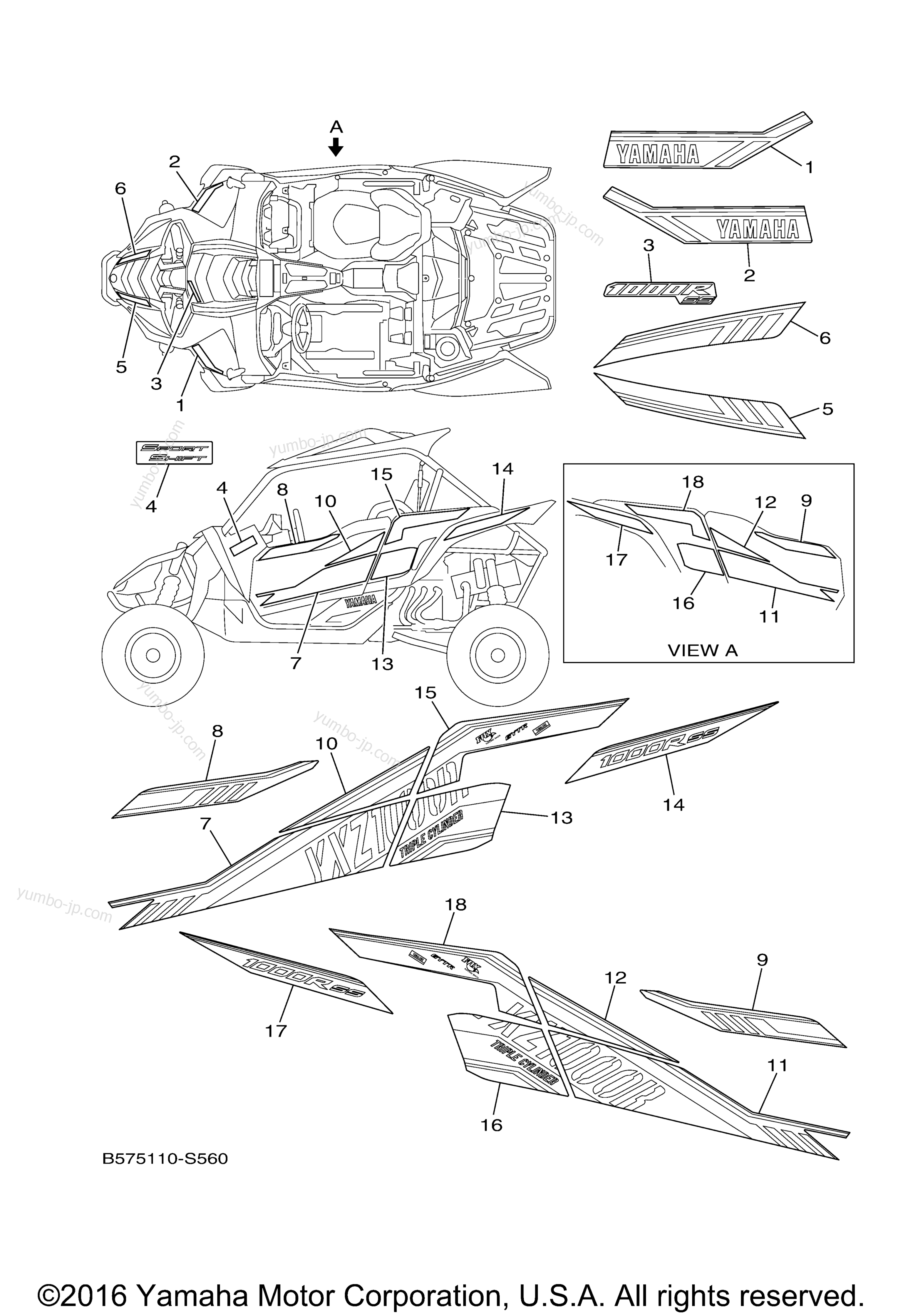 Graphics для мотовездеходов YAMAHA YXZ1000R EPS SS SE (YXZ10YESHB) 2017 г.