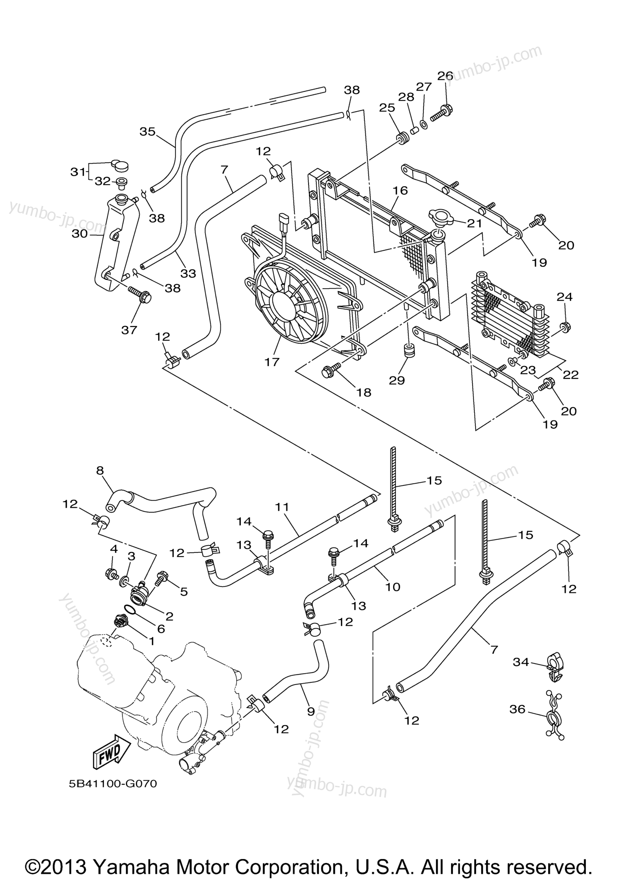 RADIATOR HOSE for UTVs YAMAHA RHINO 700 FI DUCKS UNLIMTED (YXR70FDUX) 2008 year