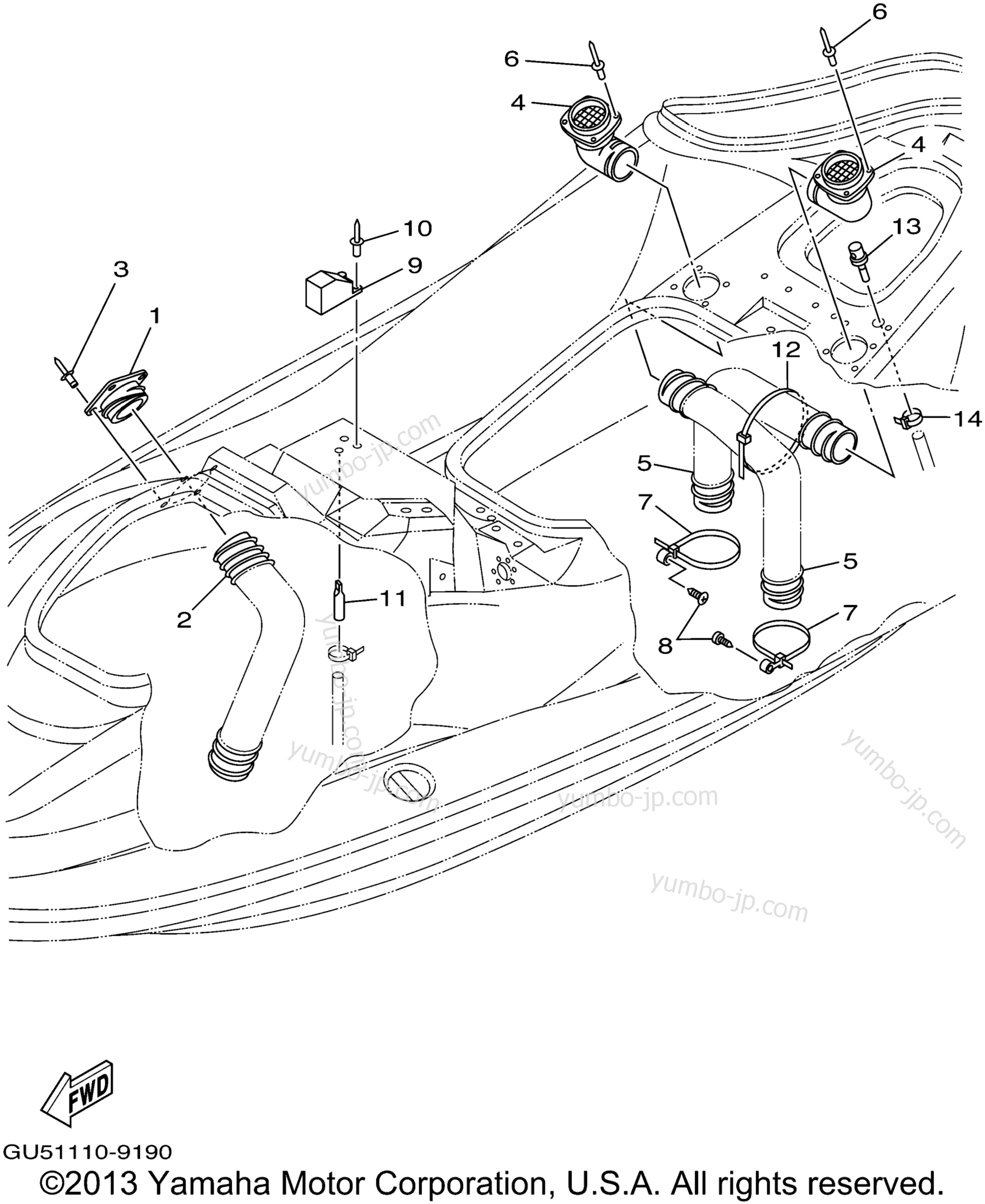 Ventilation для гидроциклов YAMAHA WAVE RUNNER SUV1200 (SV1200X) 1999 г.