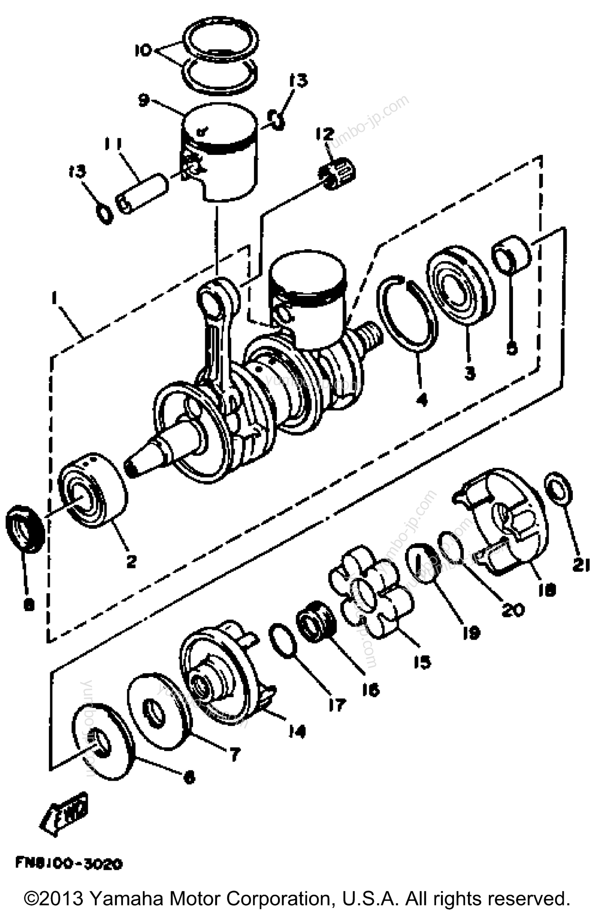 Crankshaft - Piston для гидроциклов YAMAHA WRB650R_61 1993 г.