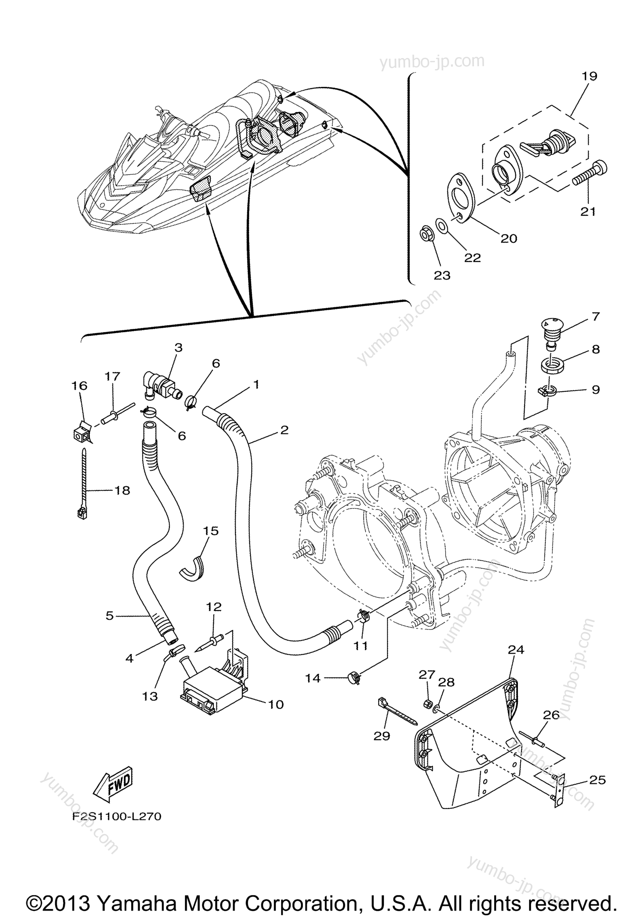 Hull & Deck для гидроциклов YAMAHA WAVERUNNER FX HO (FB1800M) 2013 г.