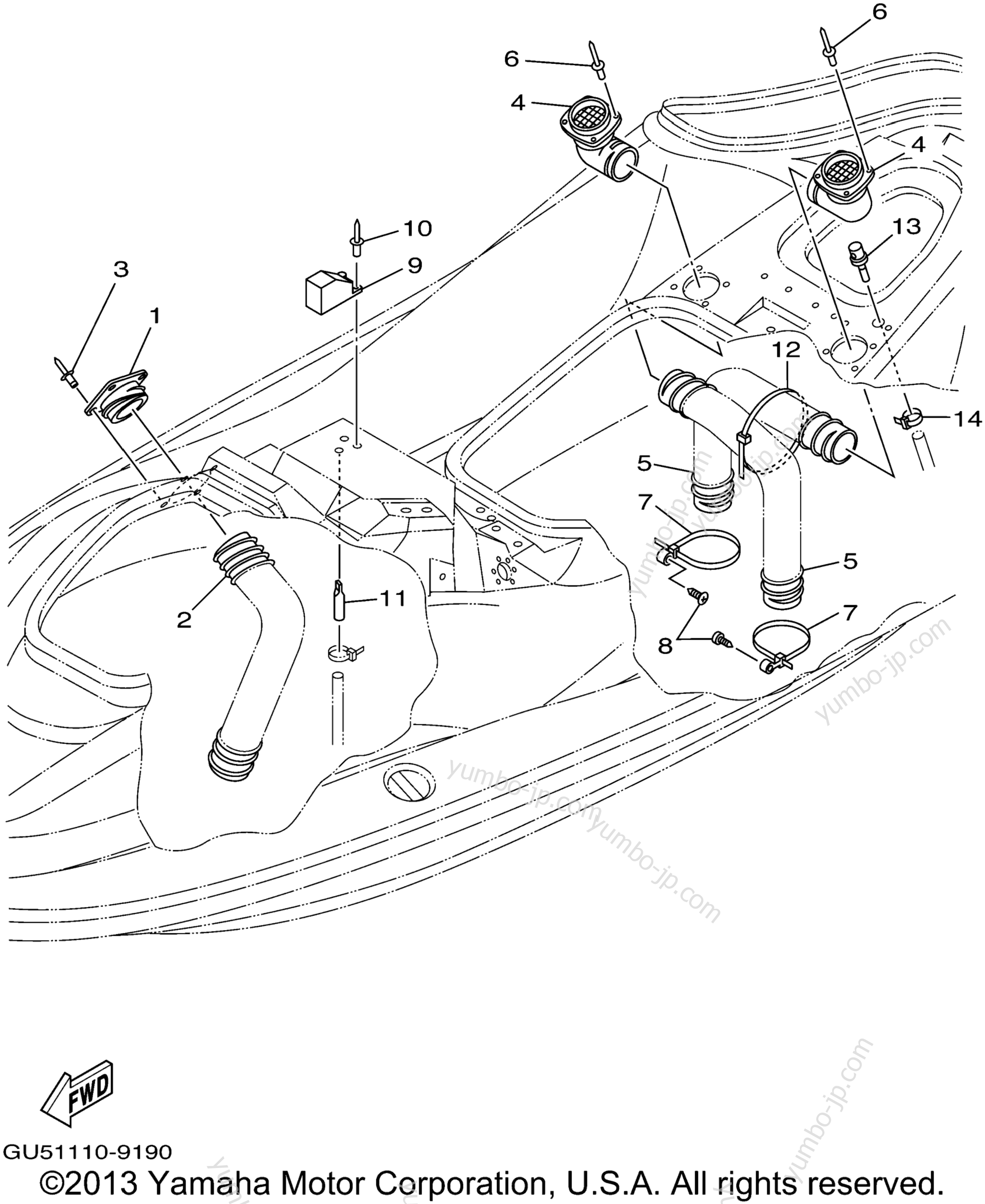 Ventilation для гидроциклов YAMAHA SUV1200 (SV1200Z) 2001 г.