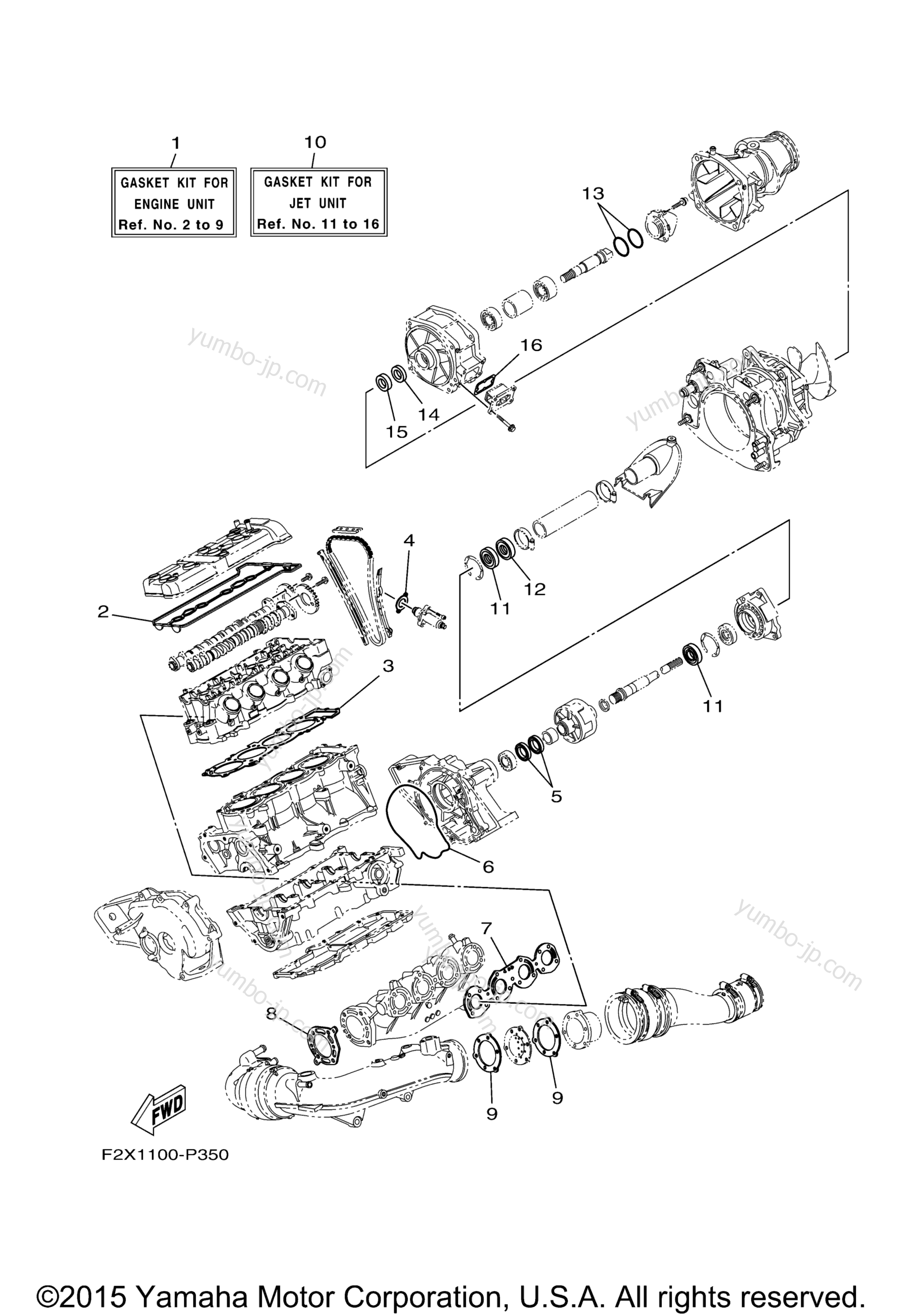 Repair Kit 1 для гидроциклов YAMAHA WAVERUNNER VX (VX1100CP) 2015 г.