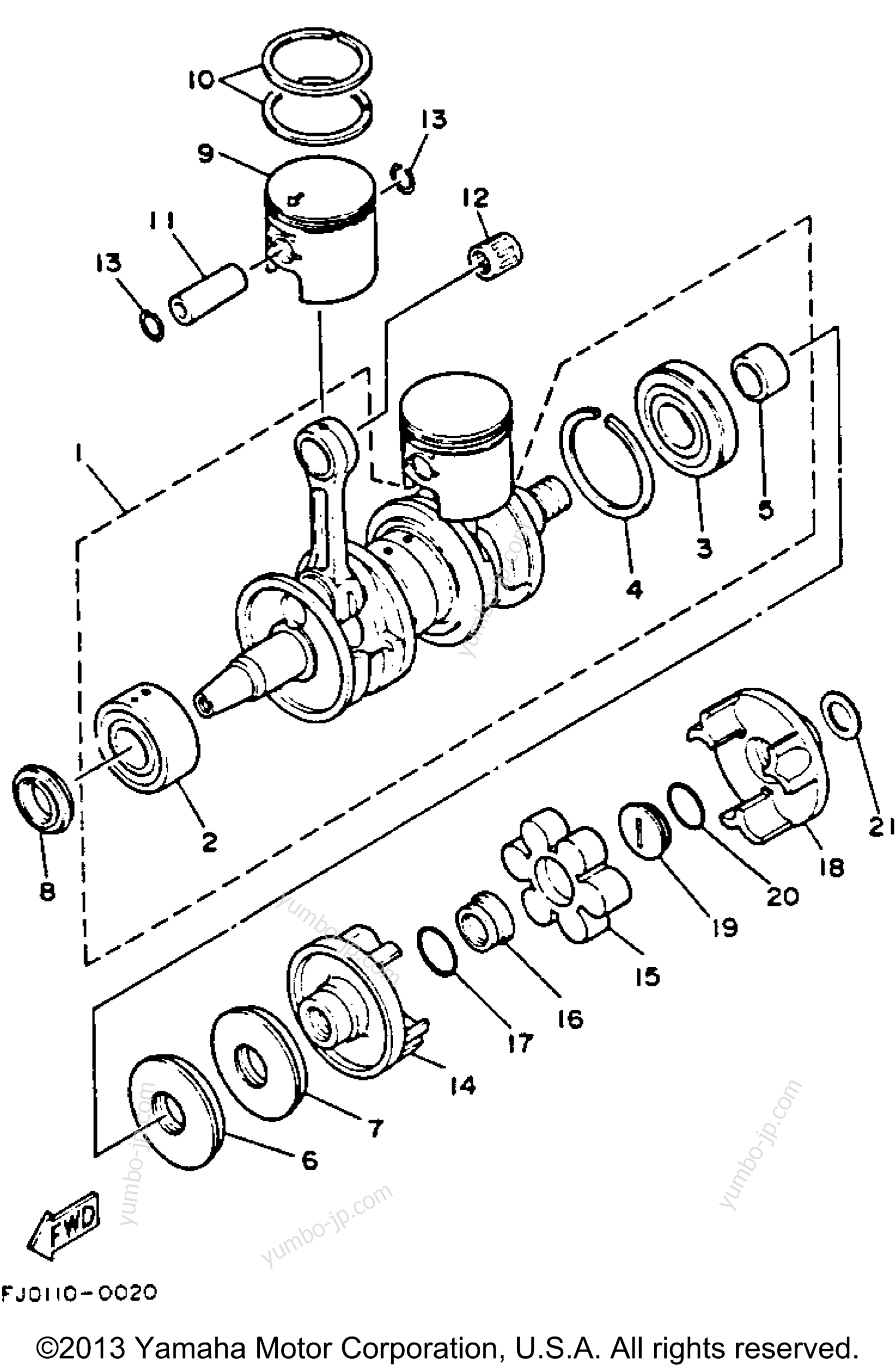 Crankshaft - Piston для гидроциклов YAMAHA SUPER JET (SJ650R) 1993 г.