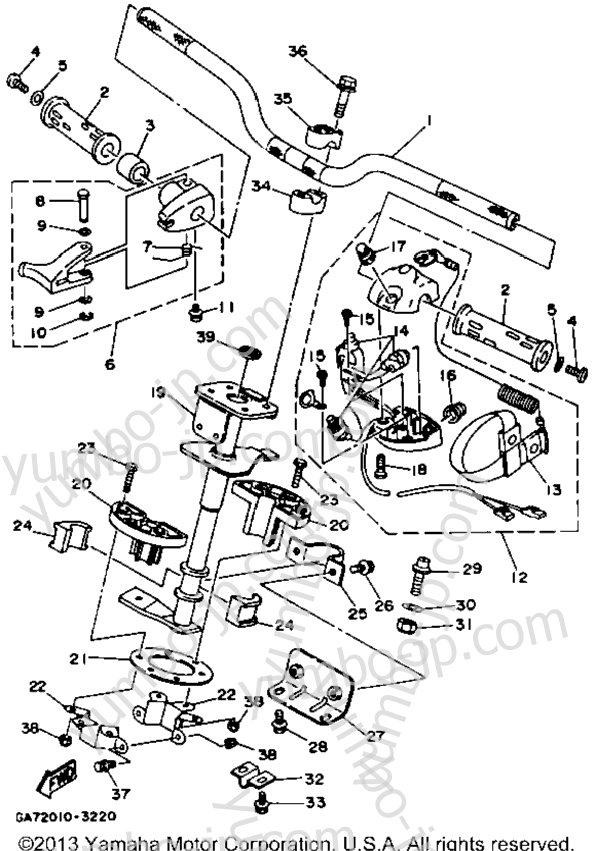 Steering 1 для гидроциклов YAMAHA WAVE BLASTER (WB700R) 1993 г.