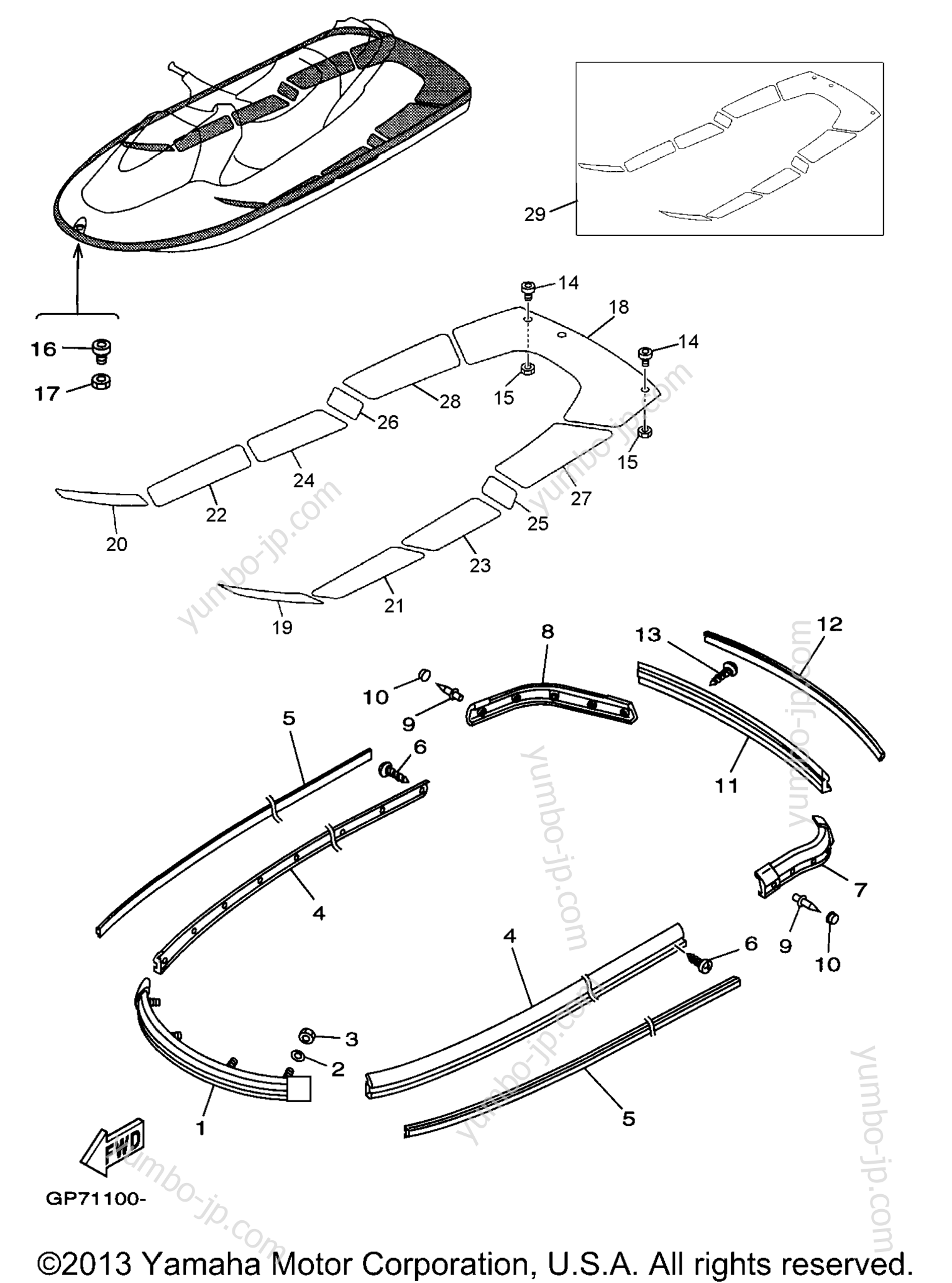 Gunwale Mat для гидроциклов YAMAHA GP760 (GP760Y) 2000 г.