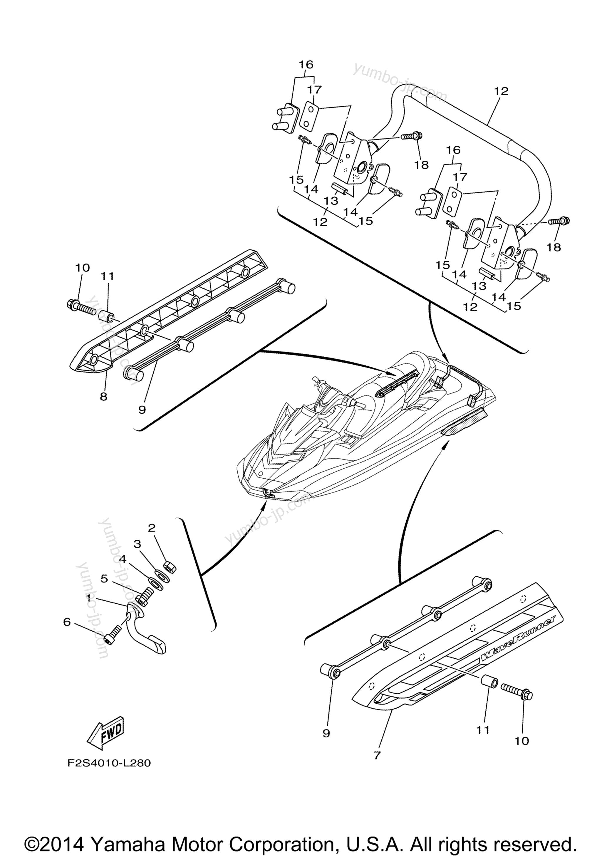 Hull & Deck 2 для гидроциклов YAMAHA WAVE RUNNER FX SHO (FA1800P) 2015 г.