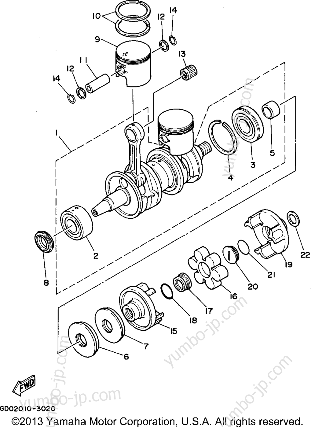 Crankshaft - Piston для гидроциклов YAMAHA SUPER JET (SJ700S) 1994 г.