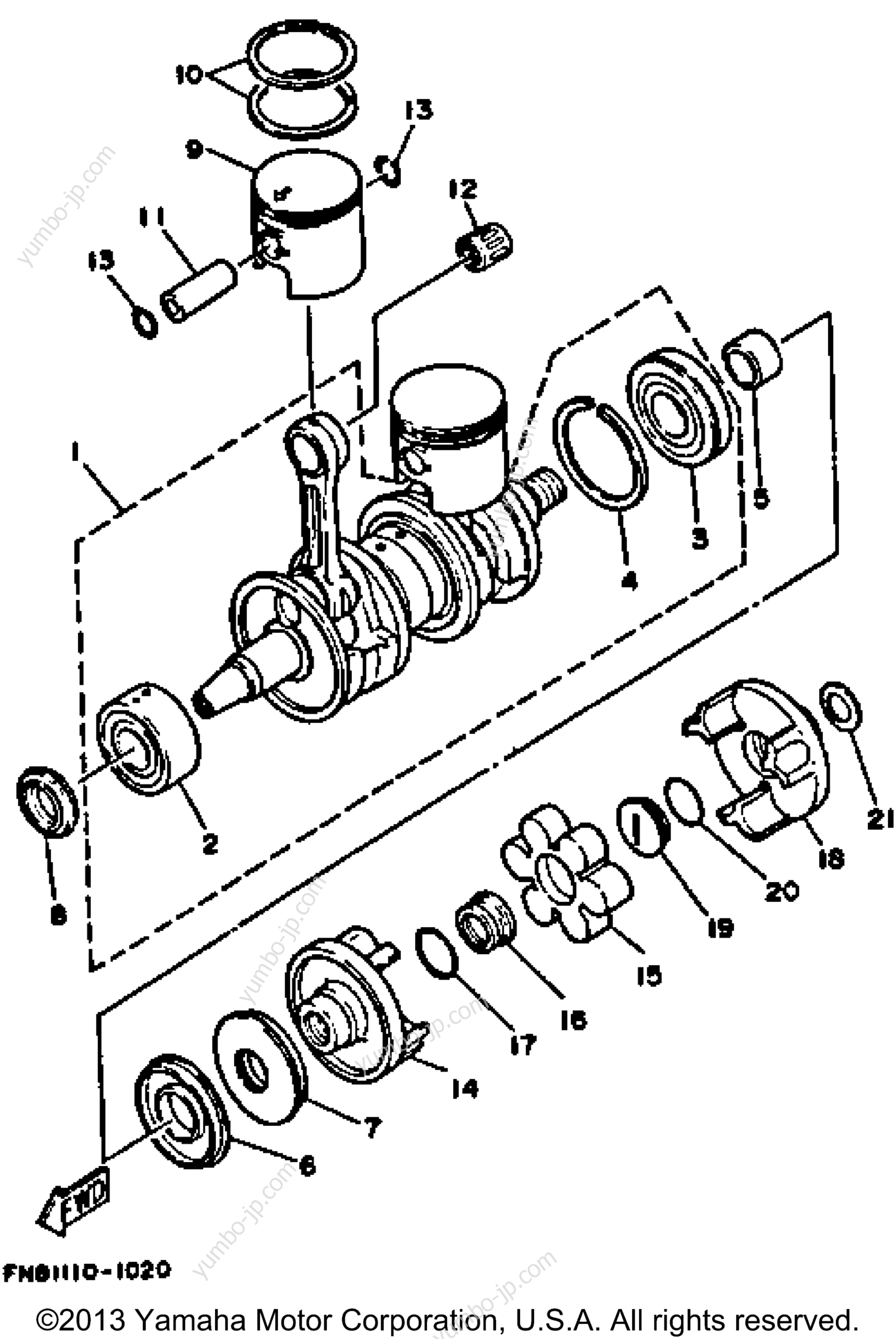 Crankshaft - Piston для гидроциклов YAMAHA WRB650Q_61 1992 г.