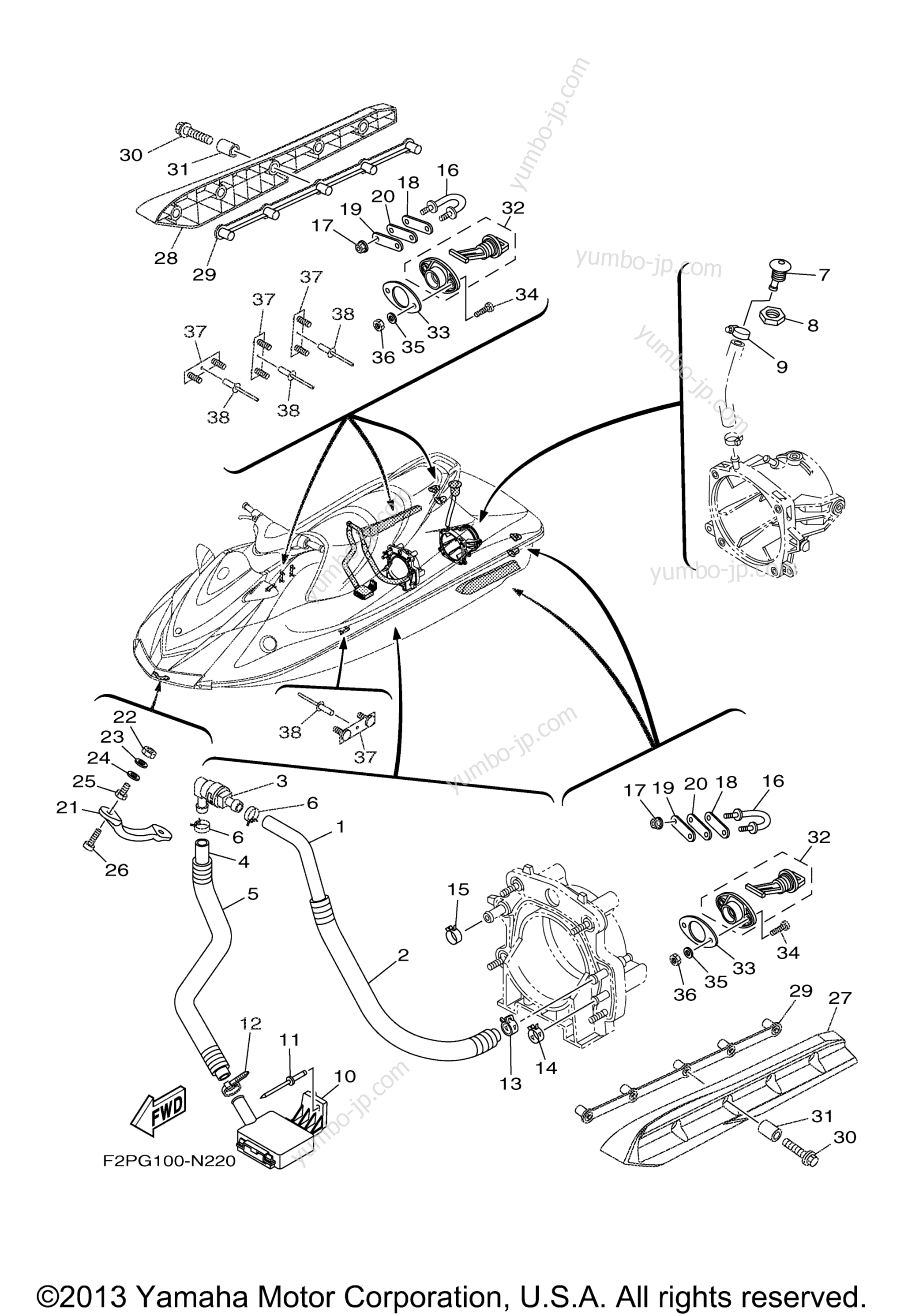 Hull & Deck для гидроциклов YAMAHA WAVERUNNER VX SPORT (VX1100CN) 2014 г.