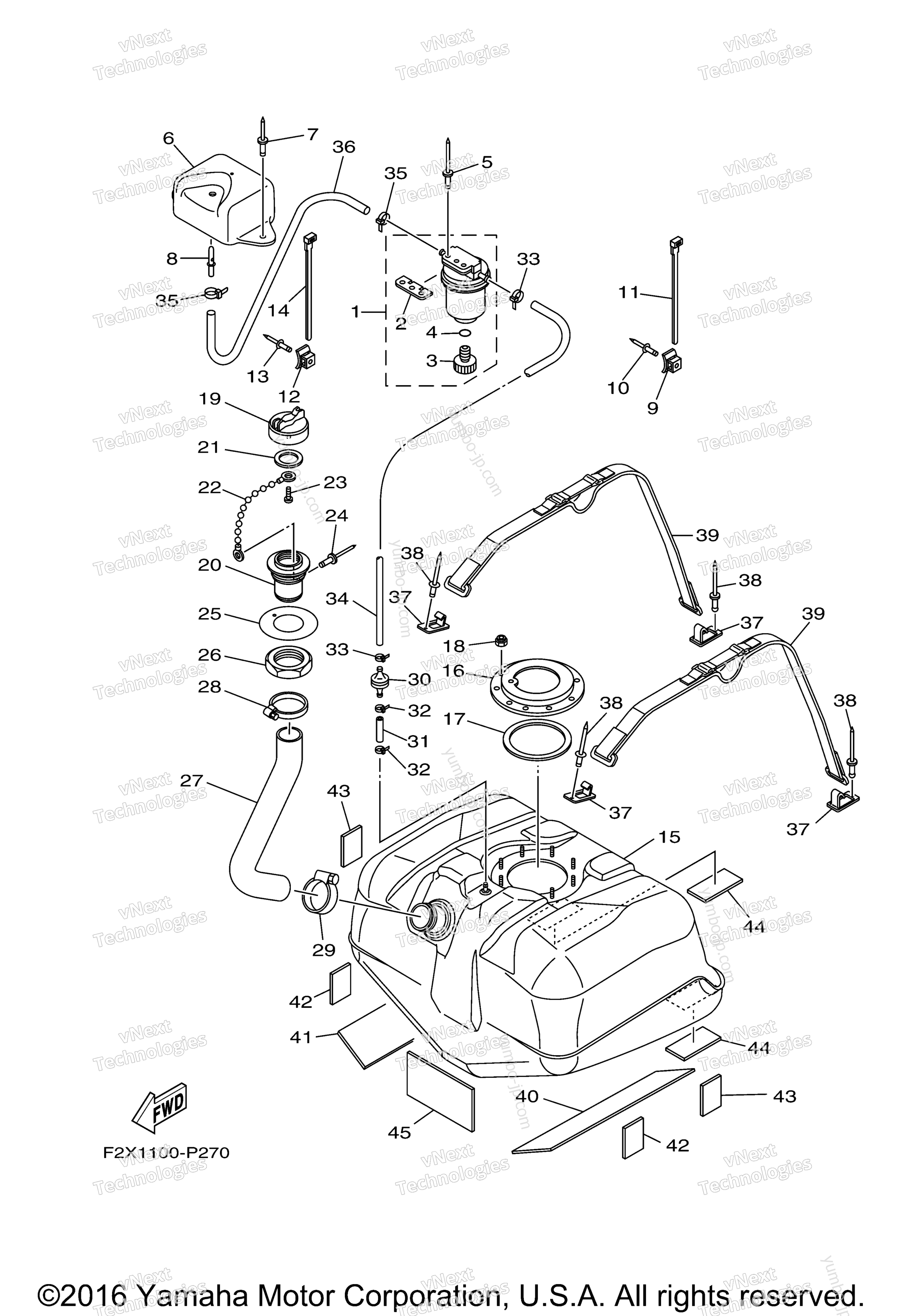 Топливный бак для гидроциклов YAMAHA GP1800 (GP1800S) 2017 г.