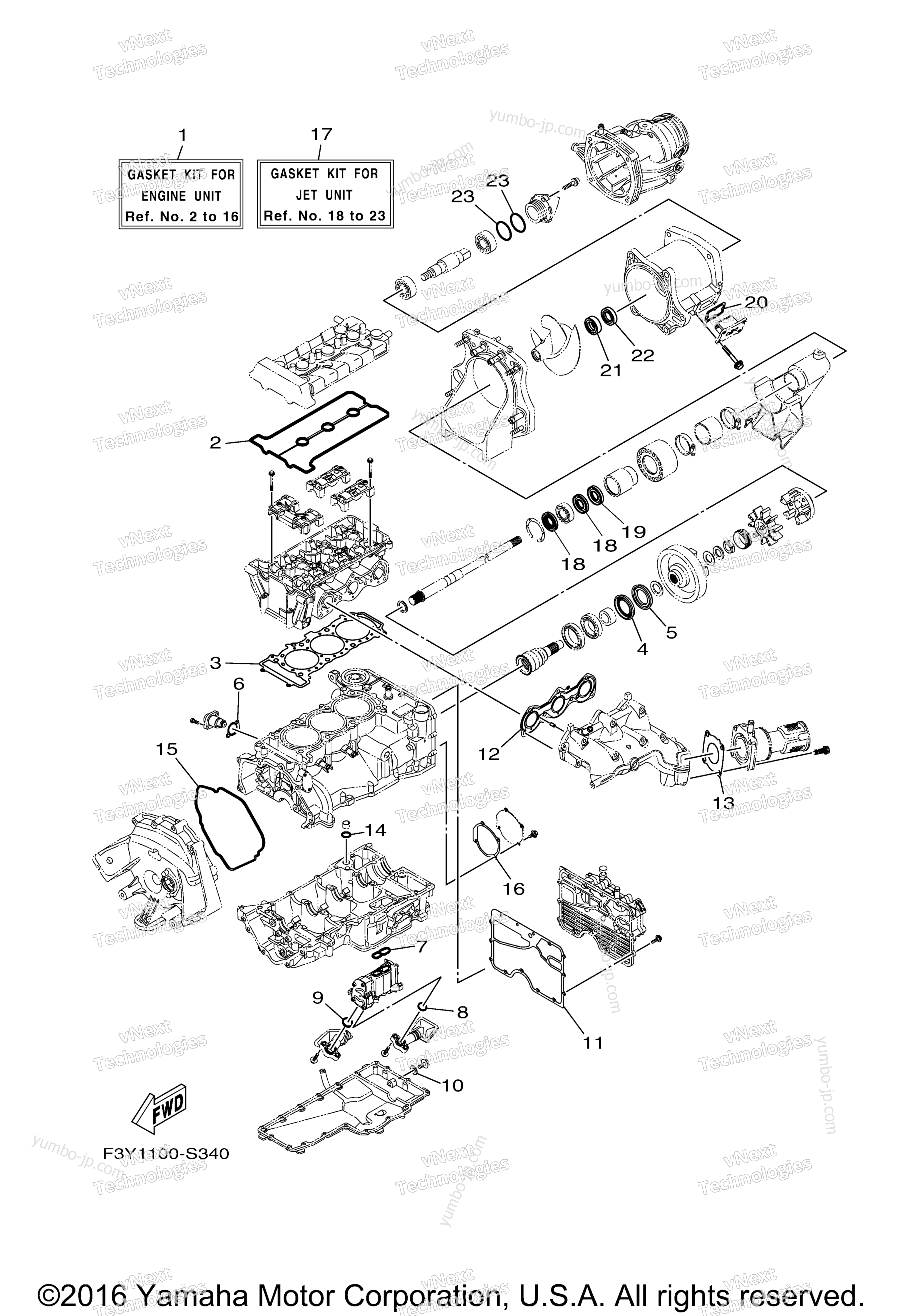 Repair Kit 1 для гидроциклов YAMAHA EX DELUXE (EX1050AS) 2017 г.