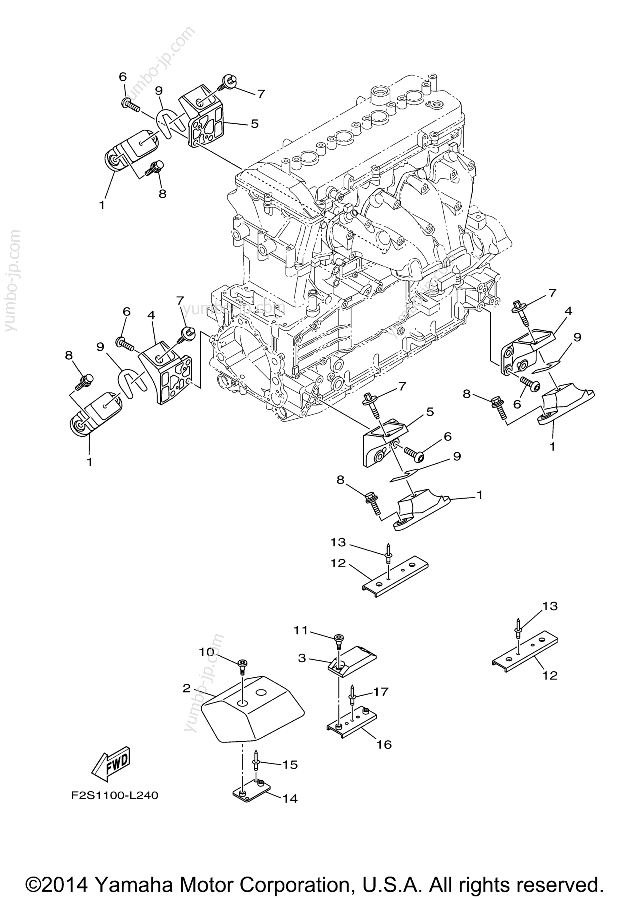 ENGINE MOUNT для гидроциклов YAMAHA FX CRUISER SVHO (FC1800AP) 2015 г.